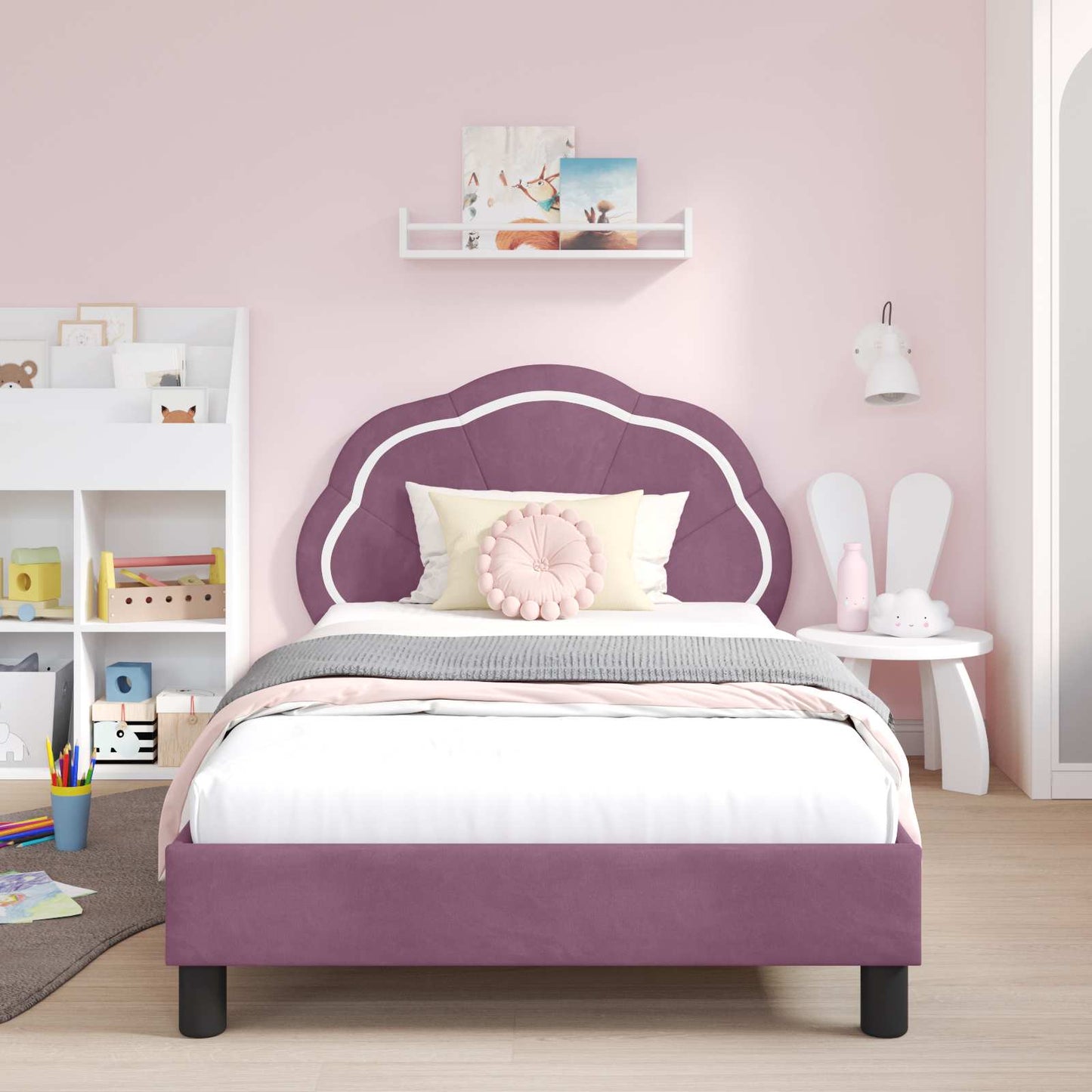 Bedframe voor kinderen met hoofdbord Paars 80 x 200 cm Fluweel is nu te koop bij PeponiXL, paradijselijk wonen!