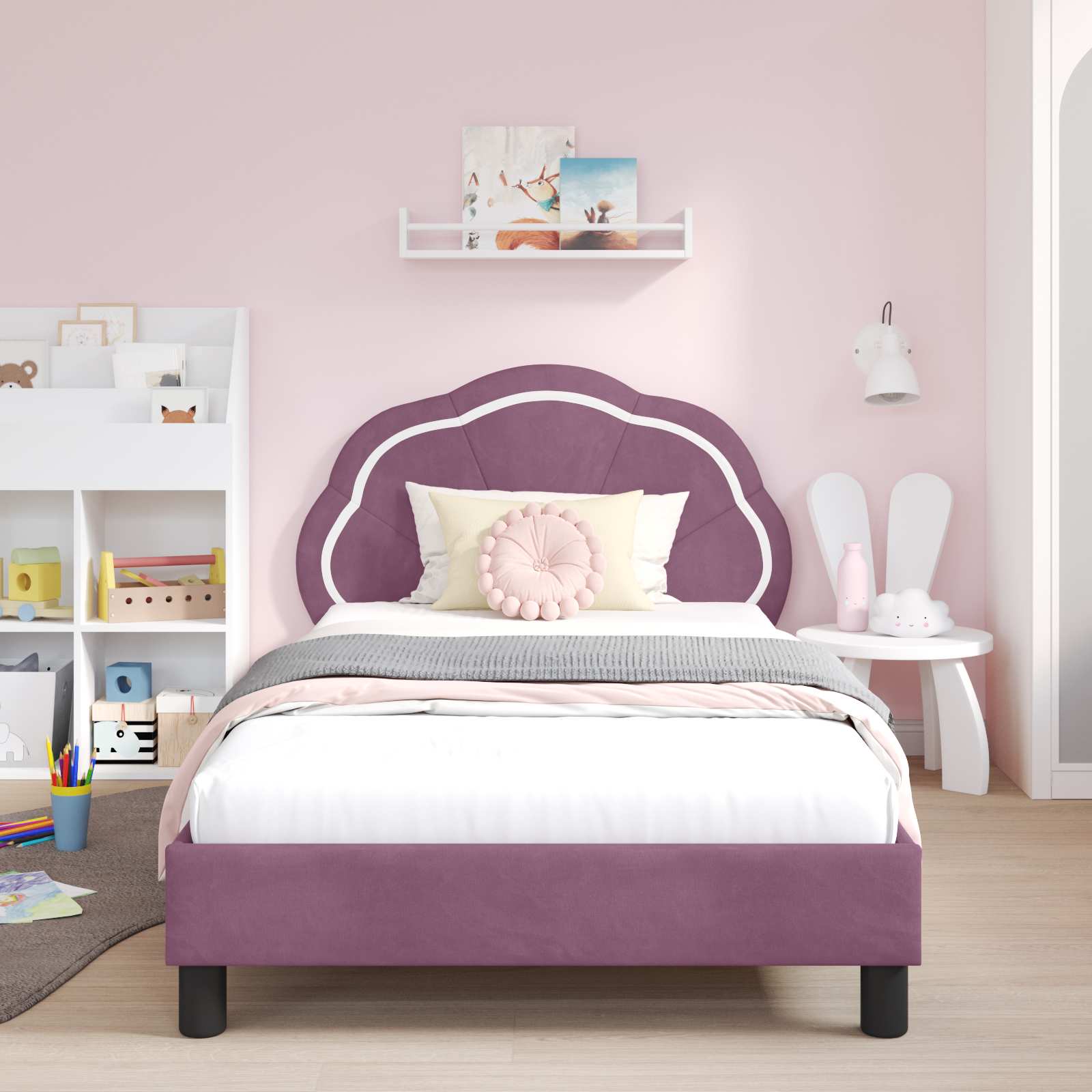 Bedframe voor kinderen met hoofdbord Paars 80 x 200 cm Fluweel is nu te koop bij PeponiXL, paradijselijk wonen!