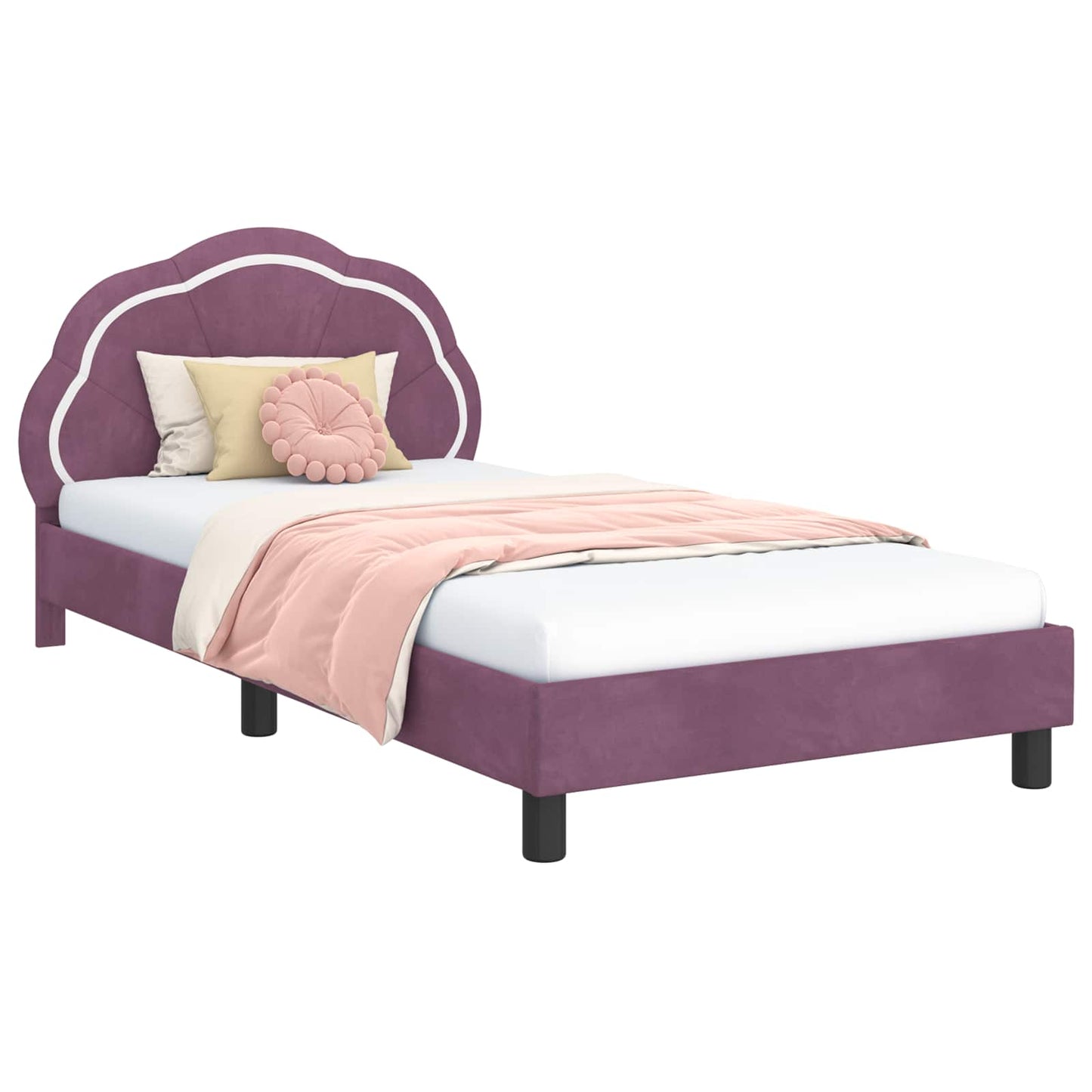 Bedframe voor kinderen met hoofdbord Paars 80 x 200 cm Fluweel is nu te koop bij PeponiXL, paradijselijk wonen!