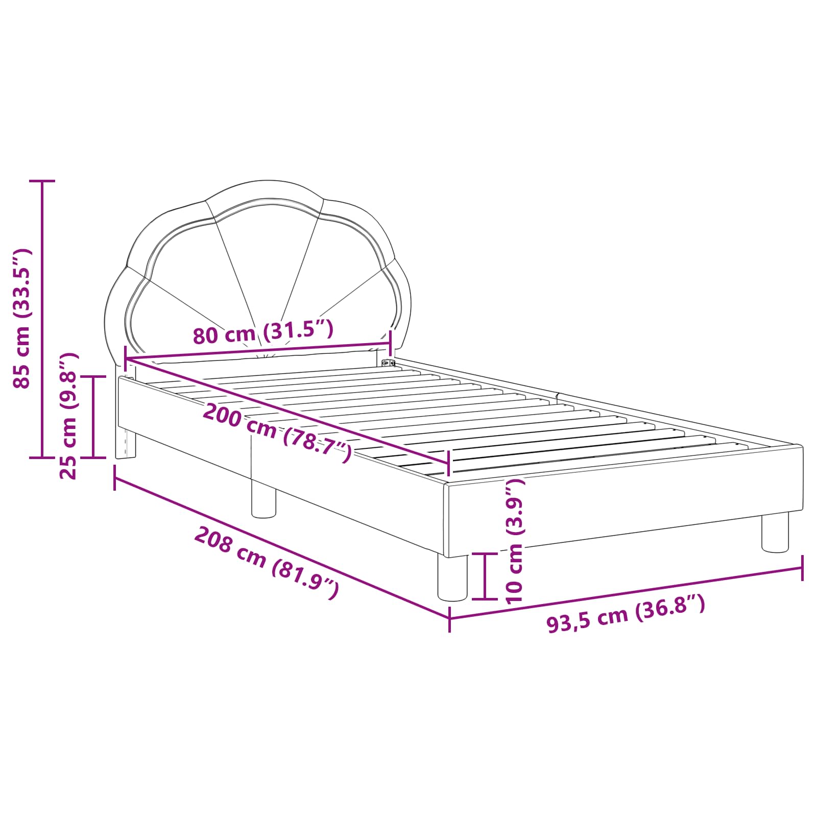 Bedframe voor kinderen met hoofdbord Zeegroen 80 x 200 cm is nu te koop bij PeponiXL, paradijselijk wonen!