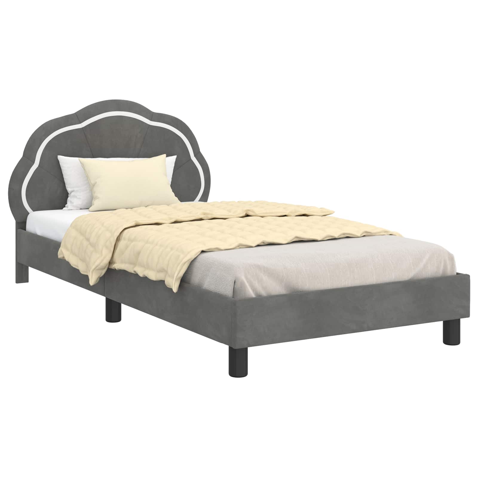Bedframe voor kinderen met hoofdbord Donkergrijs 90 x 190 cm is nu te koop bij PeponiXL, paradijselijk wonen!