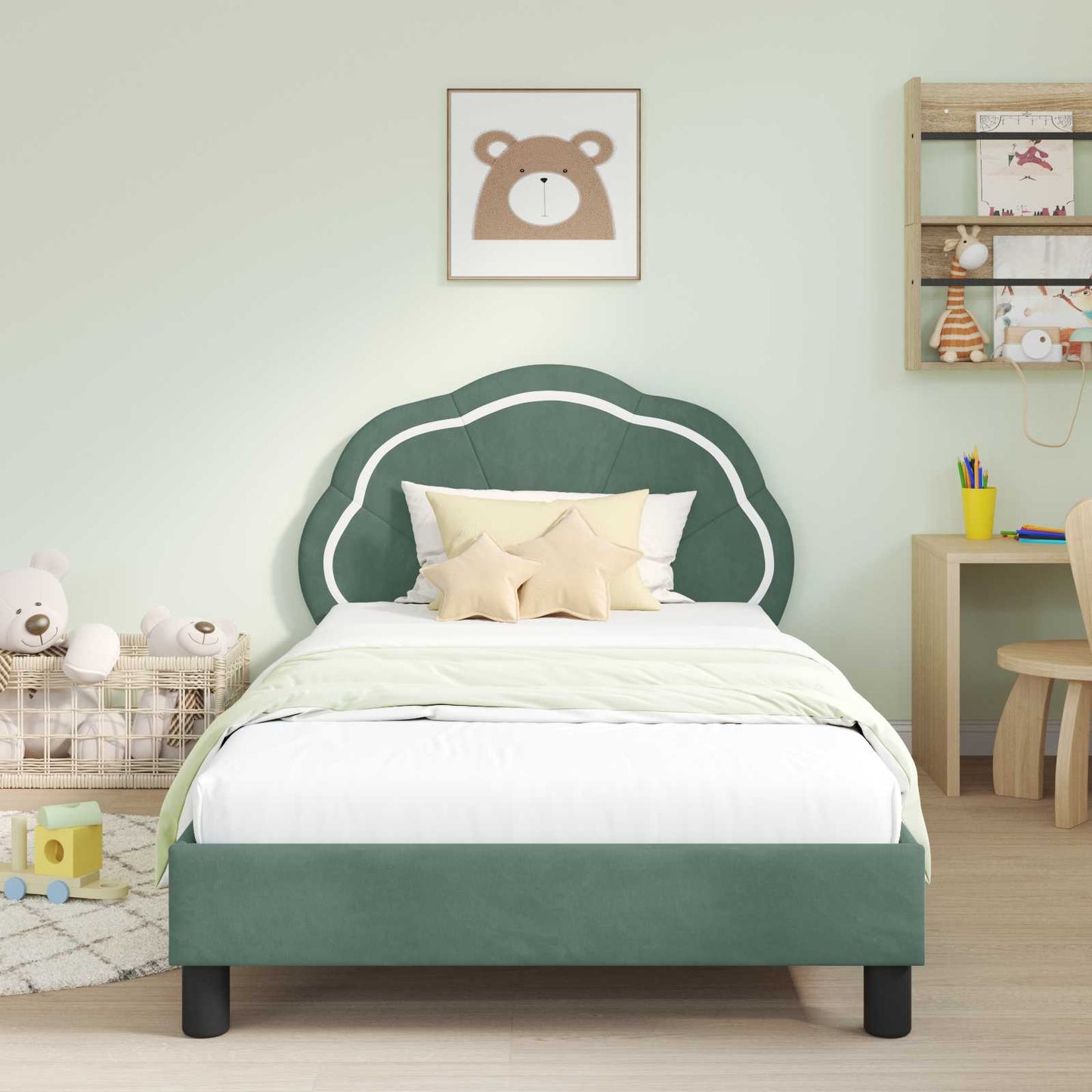 Bedframe voor kinderen met hoofdbord Zeegroen 90 x 190 cm is nu te koop bij PeponiXL, paradijselijk wonen!