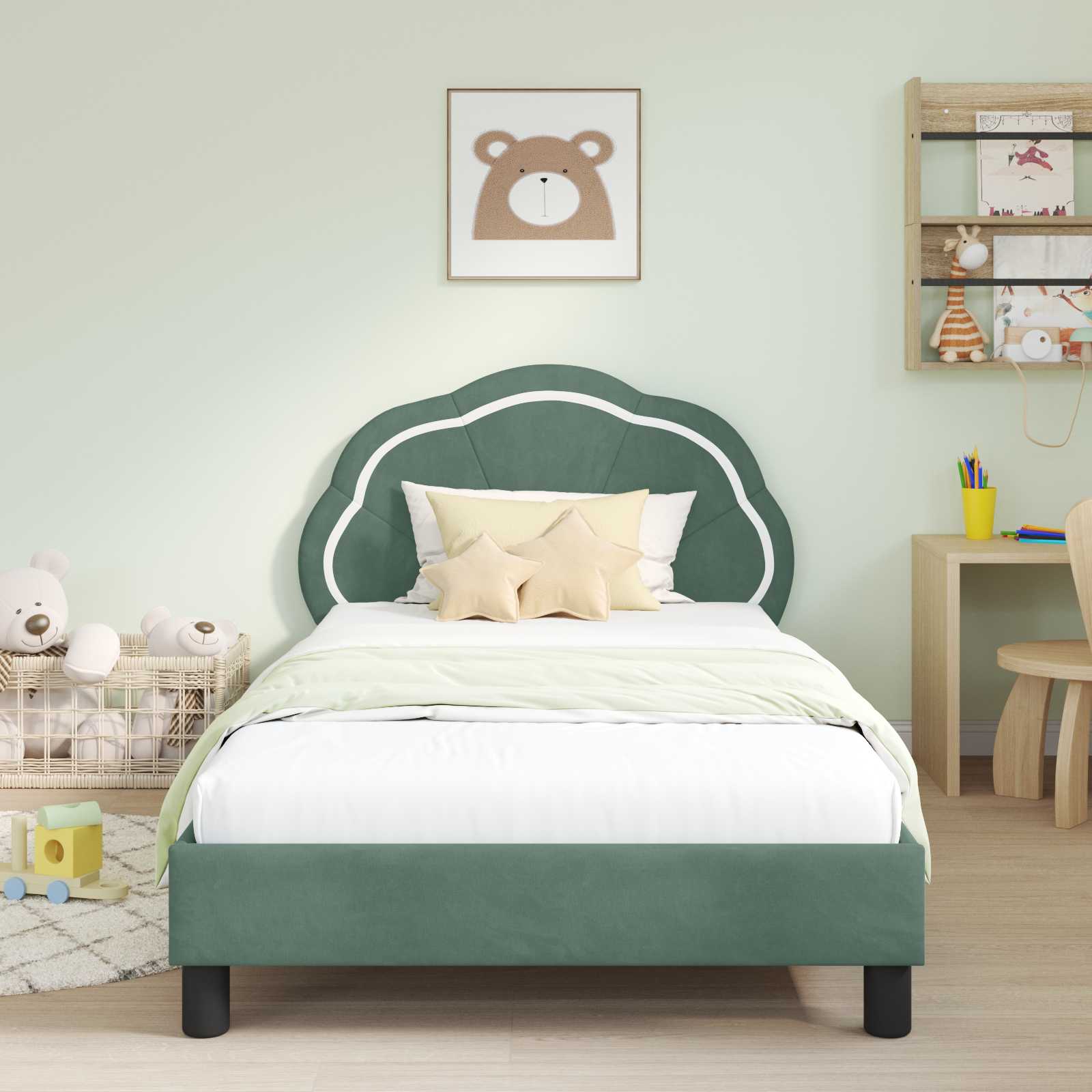 Bedframe voor kinderen met hoofdbord Zeegroen 90 x 190 cm is nu te koop bij PeponiXL, paradijselijk wonen!