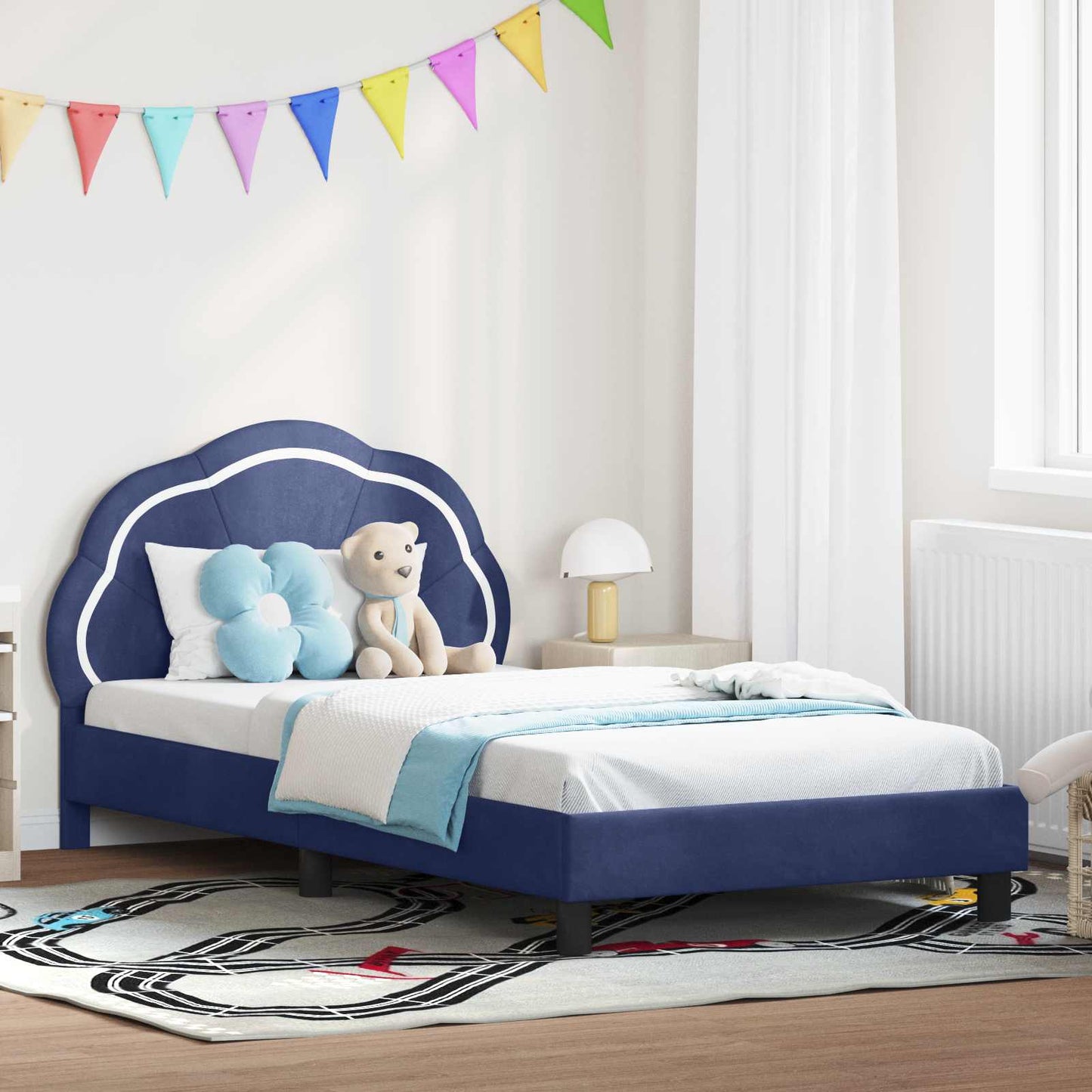 Bedframe voor kinderen met hoofdbord Politieblauw 90 x 190 cm is nu te koop bij PeponiXL, paradijselijk wonen!