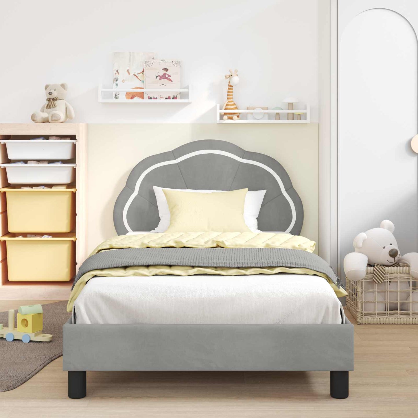 Bedframe voor kinderen met hoofdbord Lichtgrijs 90 x 200 cm is nu te koop bij PeponiXL, paradijselijk wonen!