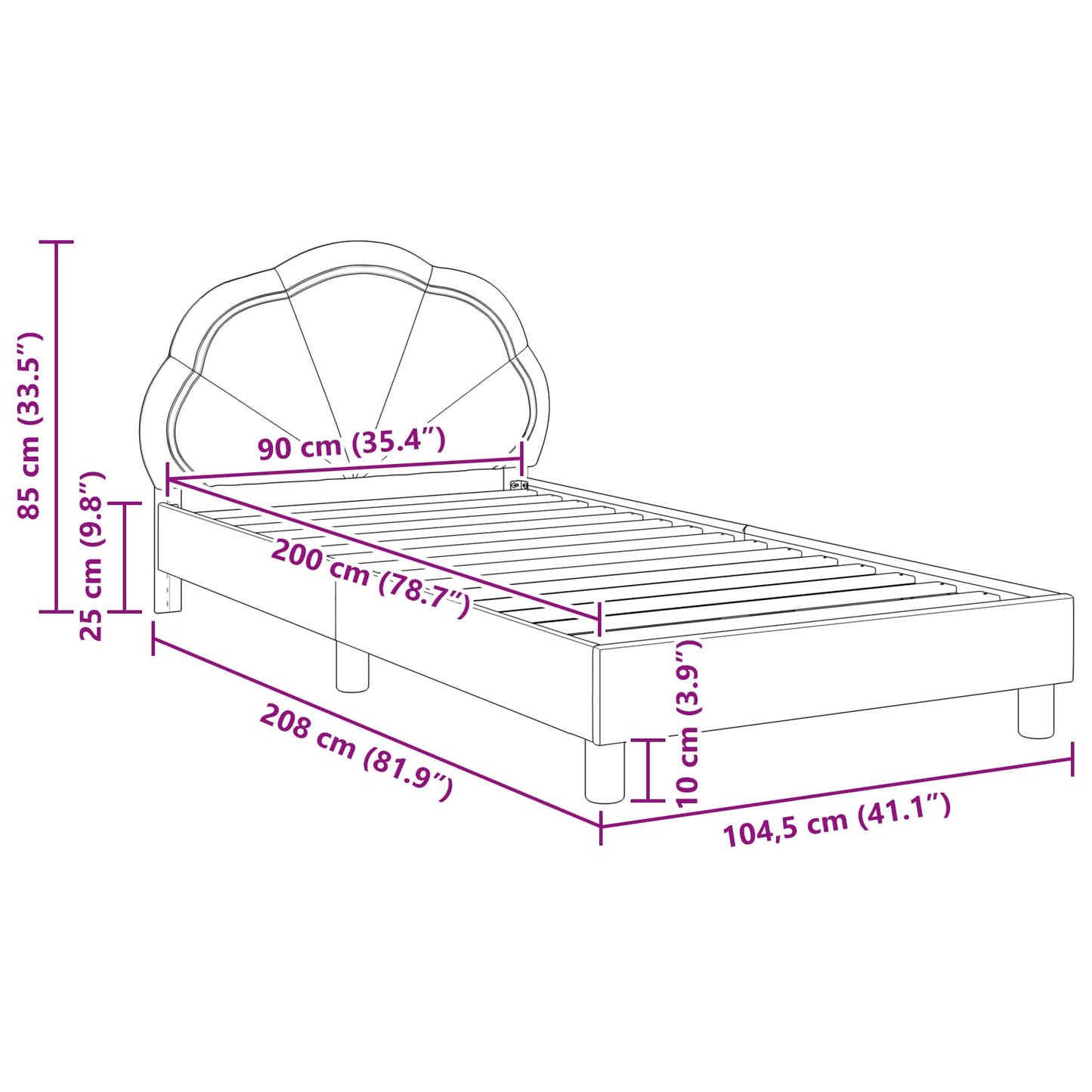 Bedframe voor kinderen met hoofdbord Donkergrijs 90 x 200 cm is nu te koop bij PeponiXL, paradijselijk wonen!