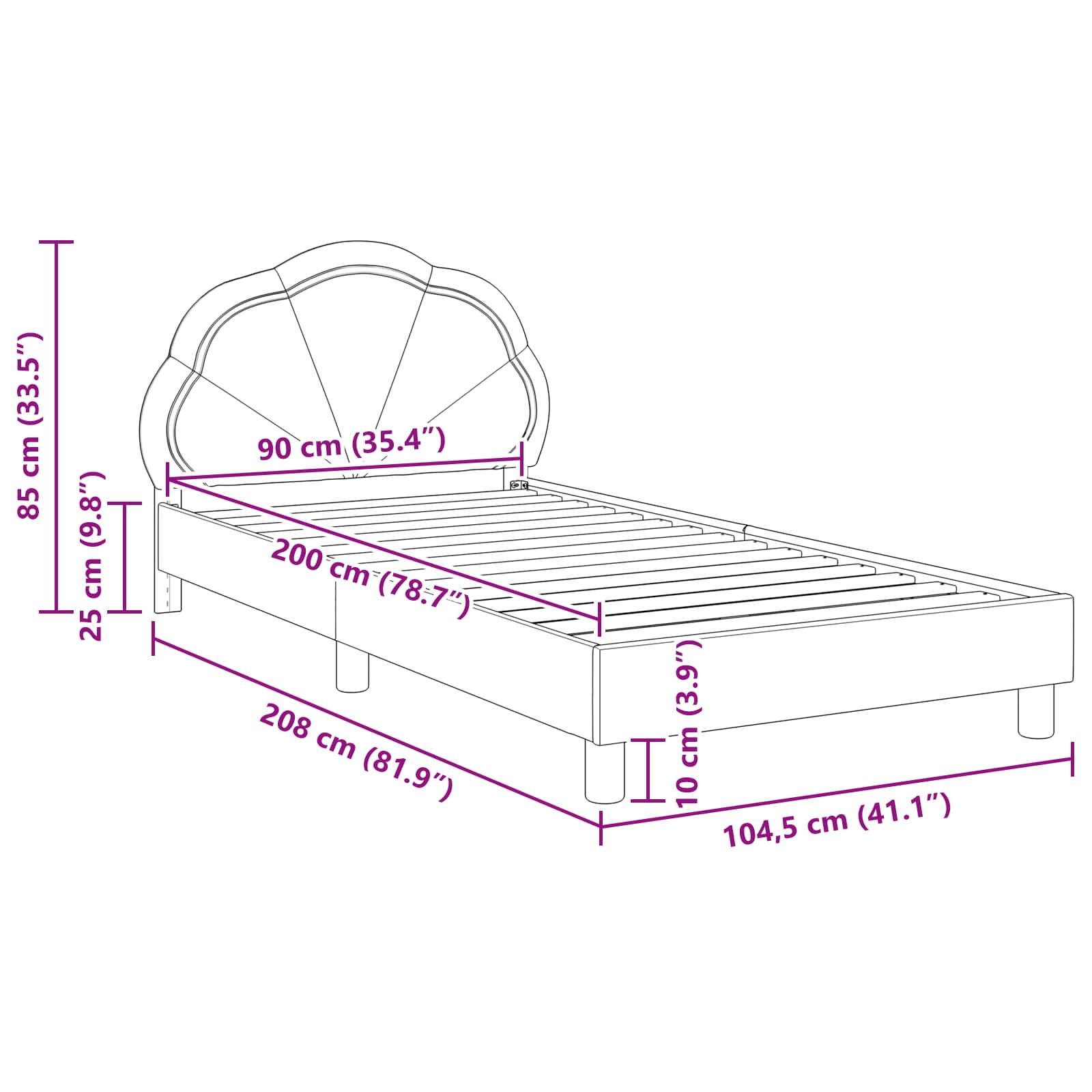 Bedframe voor kinderen met hoofdbord Donkergrijs 90 x 200 cm is nu te koop bij PeponiXL, paradijselijk wonen!