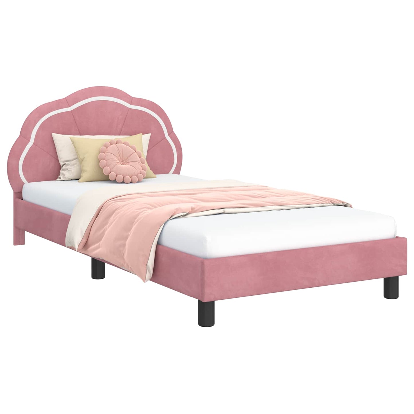 Bedframe voor kinderen met hoofdbord Roze 90 x 200 cm Fluweel is nu te koop bij PeponiXL, paradijselijk wonen!