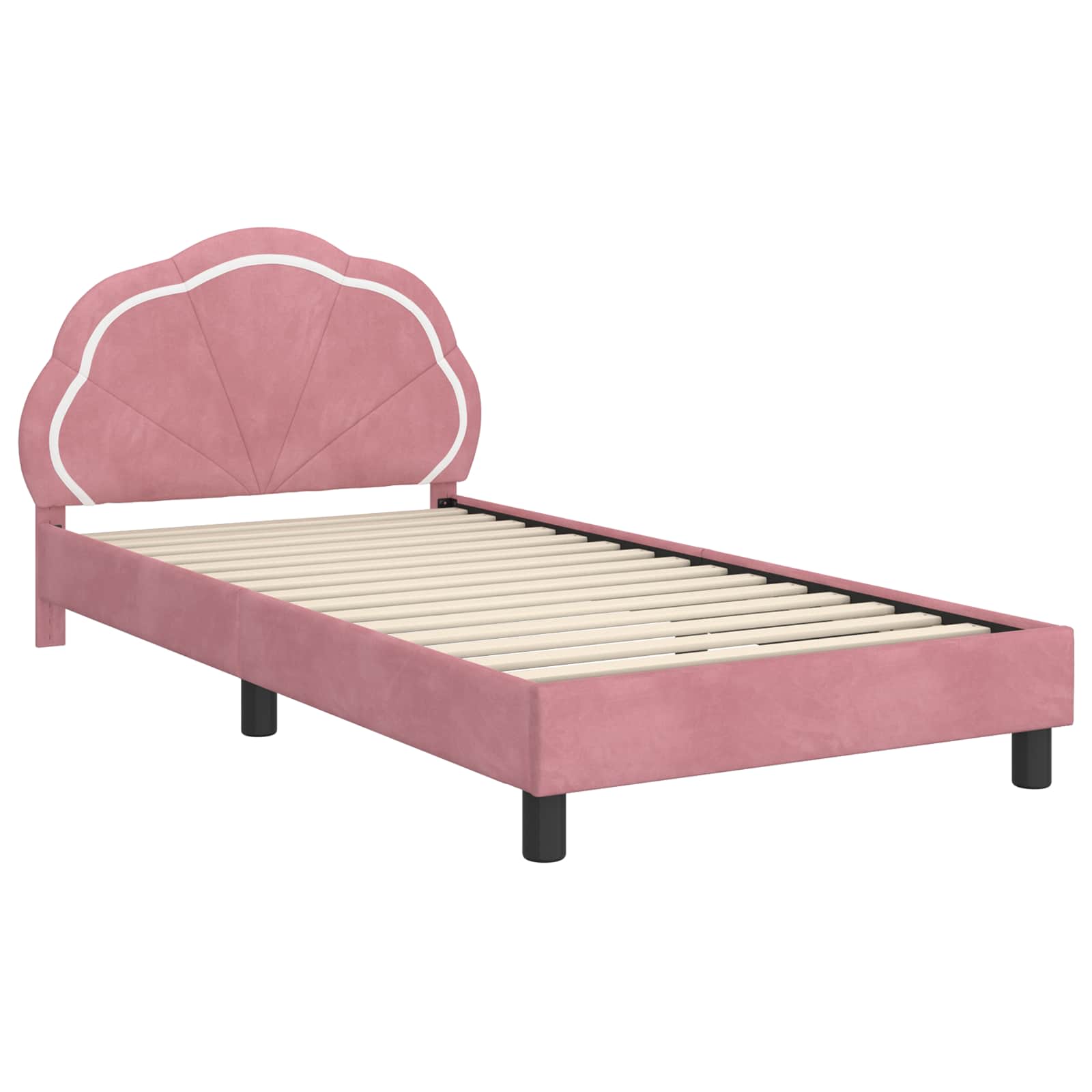 Bedframe voor kinderen met hoofdbord Roze 90 x 200 cm Fluweel is nu te koop bij PeponiXL, paradijselijk wonen!