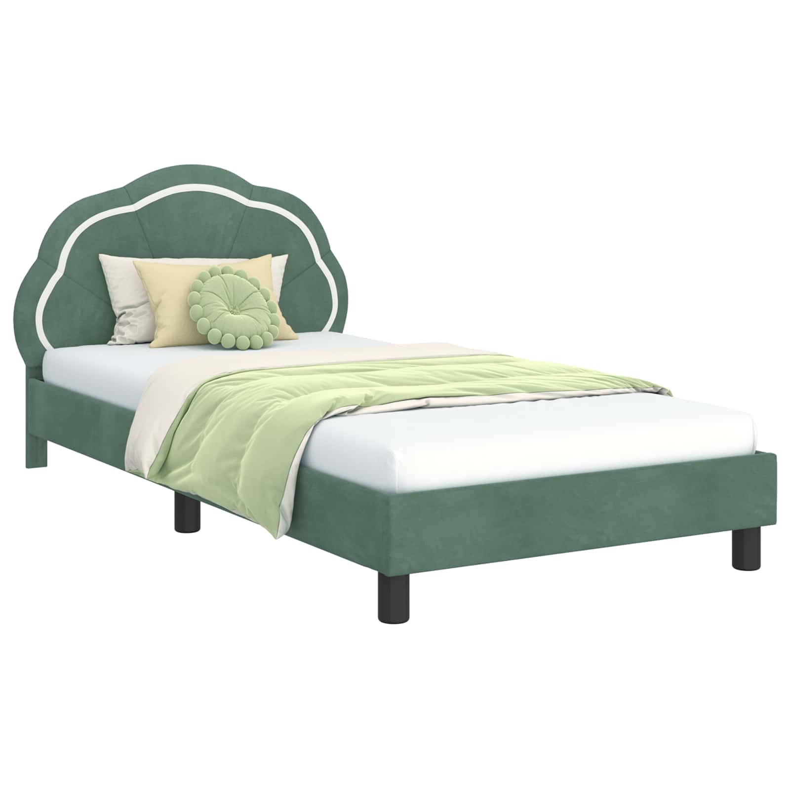 Bedframe voor kinderen met hoofdbord Zeegroen 90 x 200 cm is nu te koop bij PeponiXL, paradijselijk wonen!