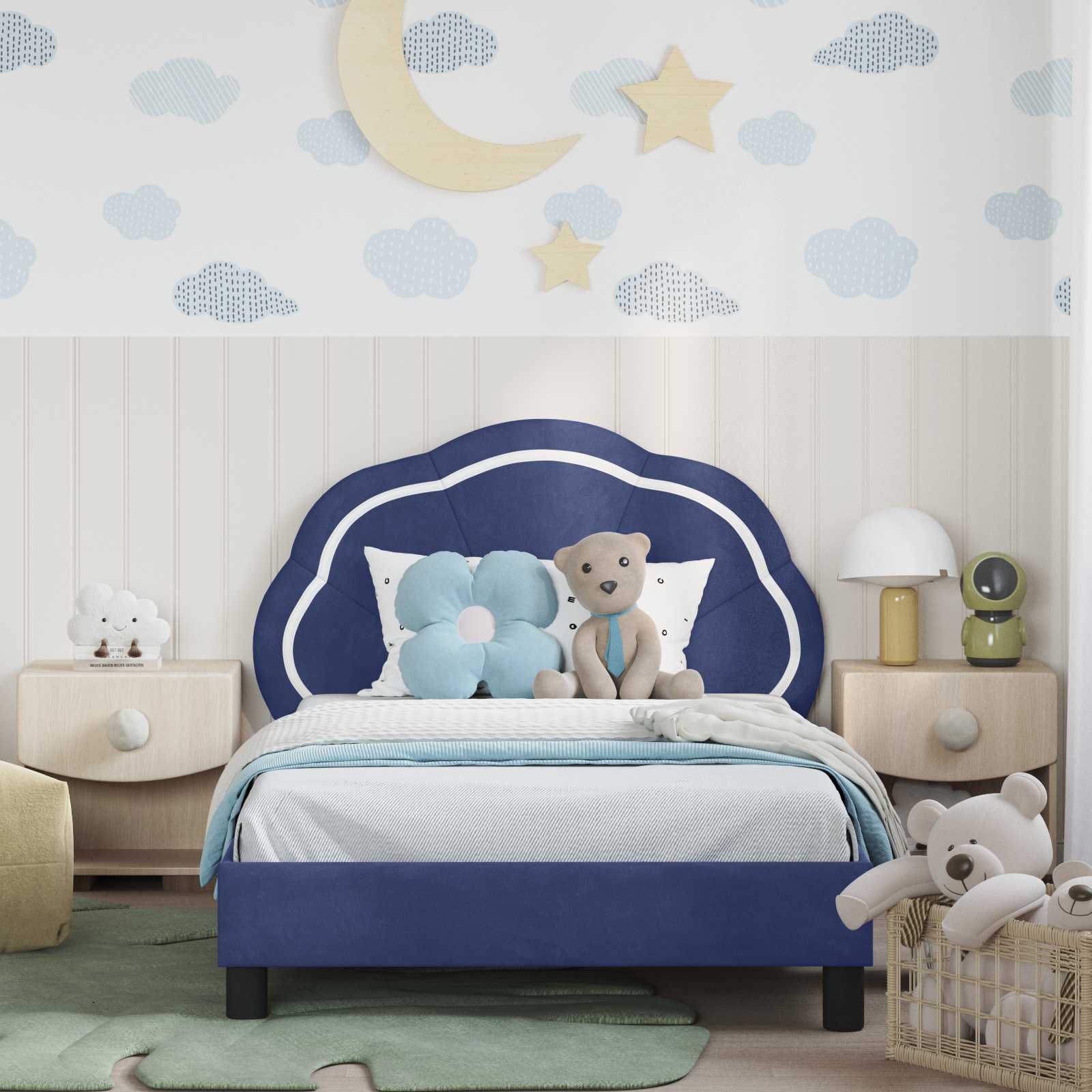 Bedframe voor kinderen met hoofdbord Politieblauw 90 x 200 cm is nu te koop bij PeponiXL, paradijselijk wonen!