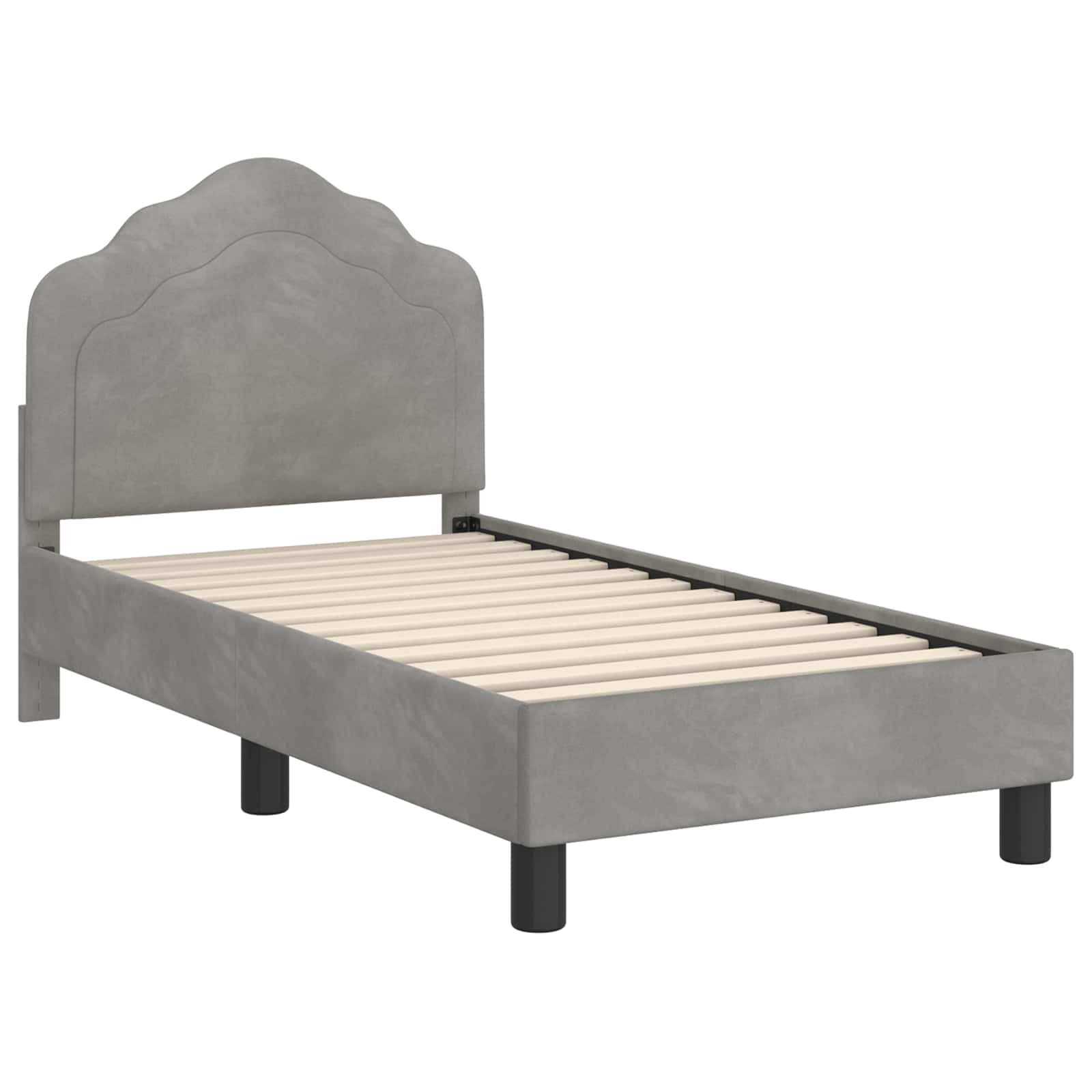Peuterbedframe met hoofdbord Lichtgrijs 70 x 140 cm Fluweel is nu te koop bij PeponiXL, paradijselijk wonen!