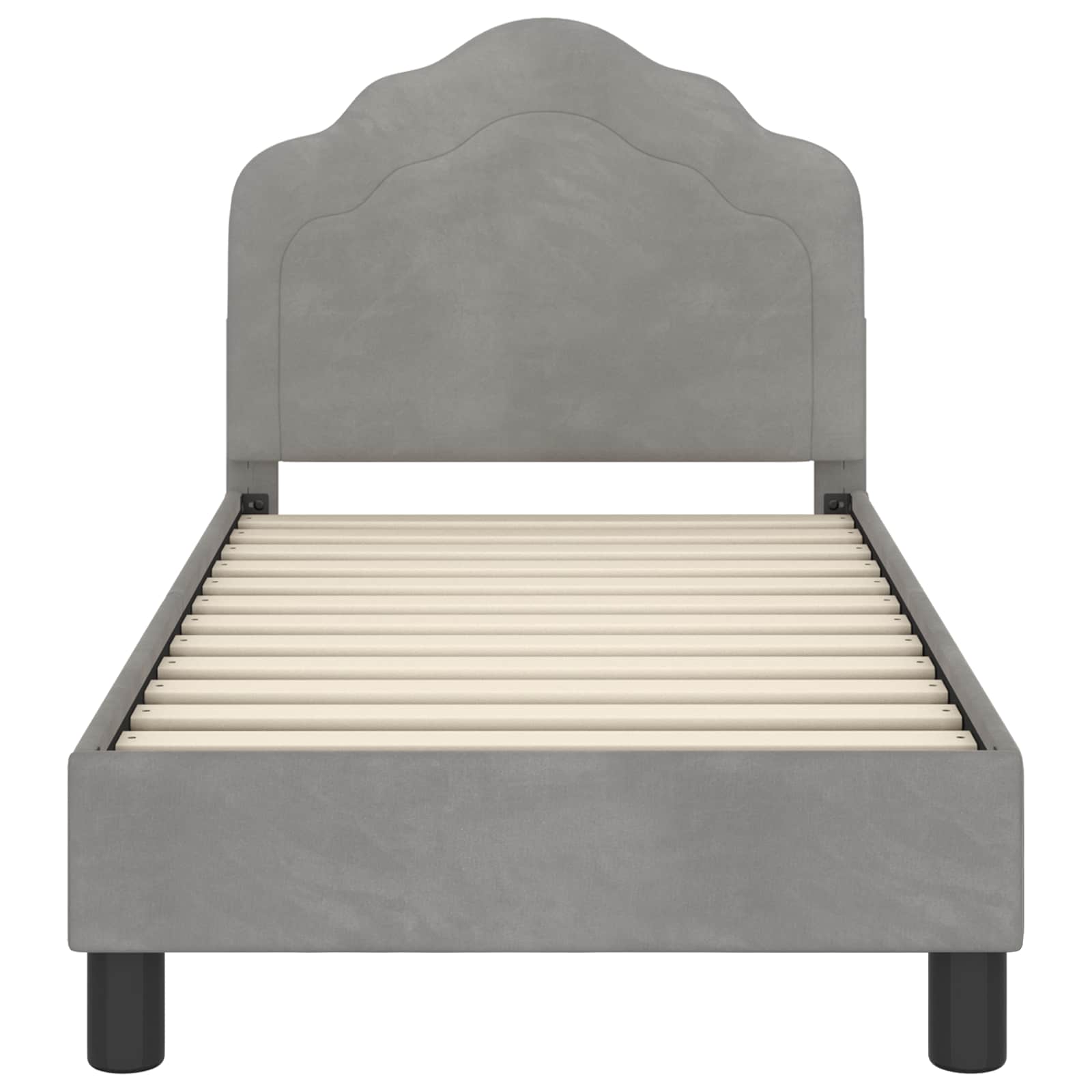 Peuterbedframe met hoofdbord Lichtgrijs 70 x 140 cm Fluweel is nu te koop bij PeponiXL, paradijselijk wonen!