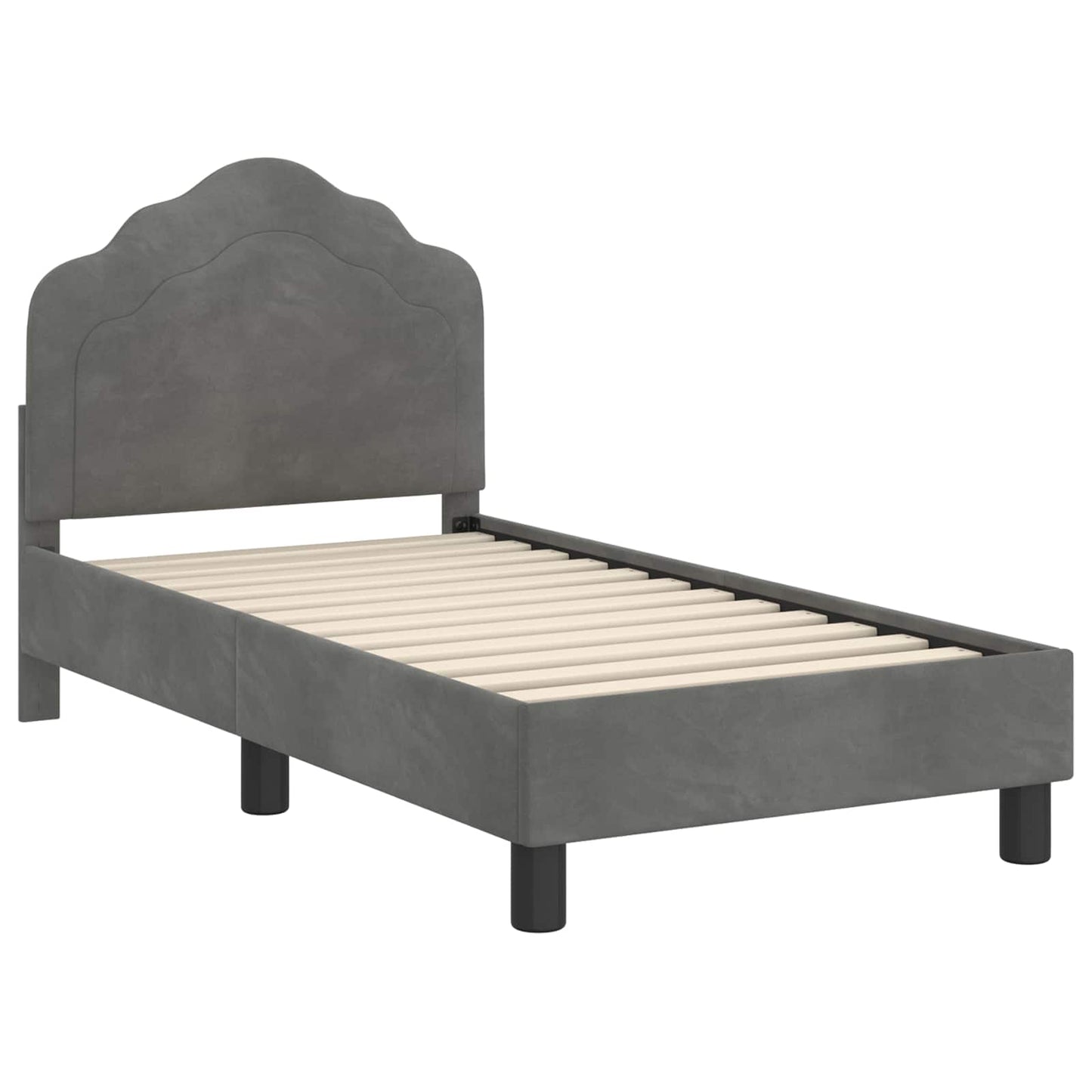 Peuterbedframe met hoofdbord Donkergrijs 70 x 140 cm Fluweel is nu te koop bij PeponiXL, paradijselijk wonen!
