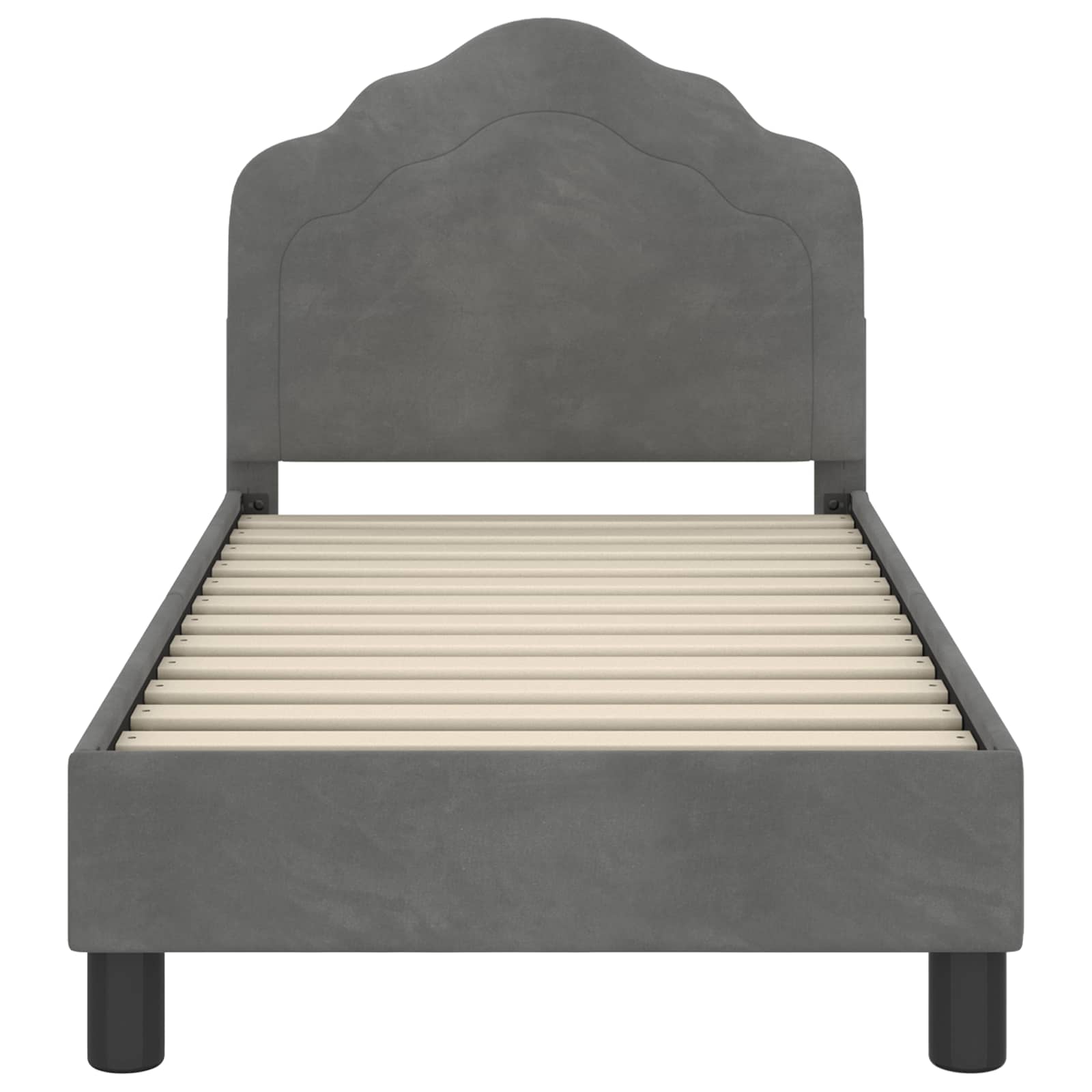 Peuterbedframe met hoofdbord Donkergrijs 70 x 140 cm Fluweel is nu te koop bij PeponiXL, paradijselijk wonen!