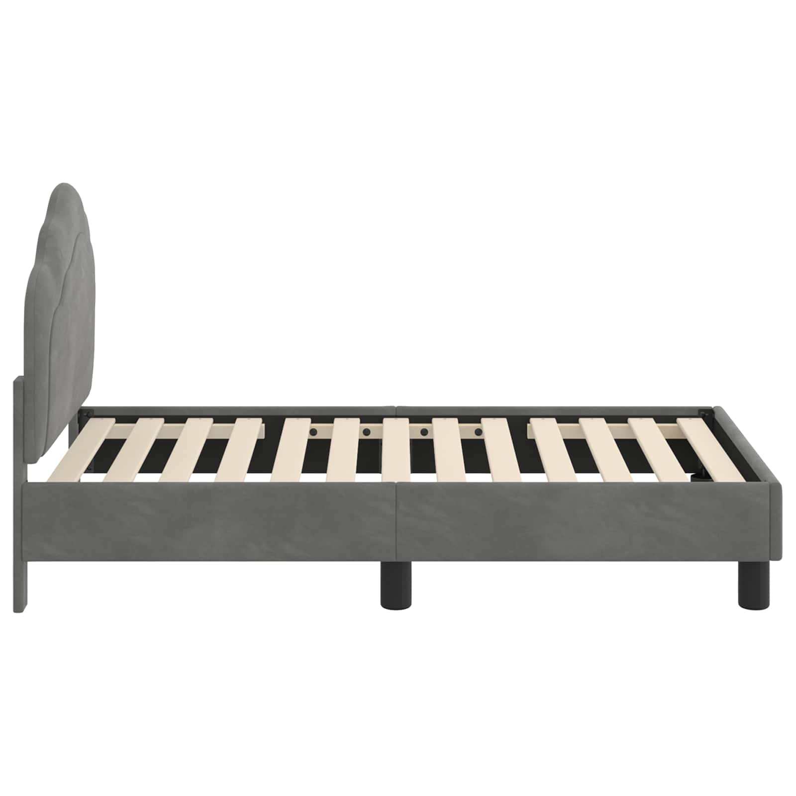 Peuterbedframe met hoofdbord Donkergrijs 70 x 140 cm Fluweel is nu te koop bij PeponiXL, paradijselijk wonen!