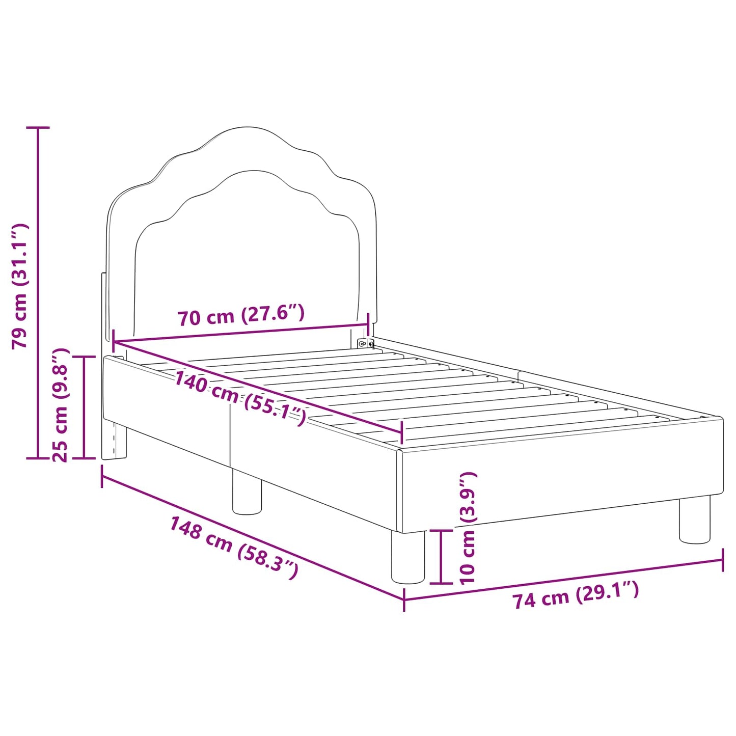 Peuterbedframe met hoofdbord Donkergrijs 70 x 140 cm Fluweel is nu te koop bij PeponiXL, paradijselijk wonen!