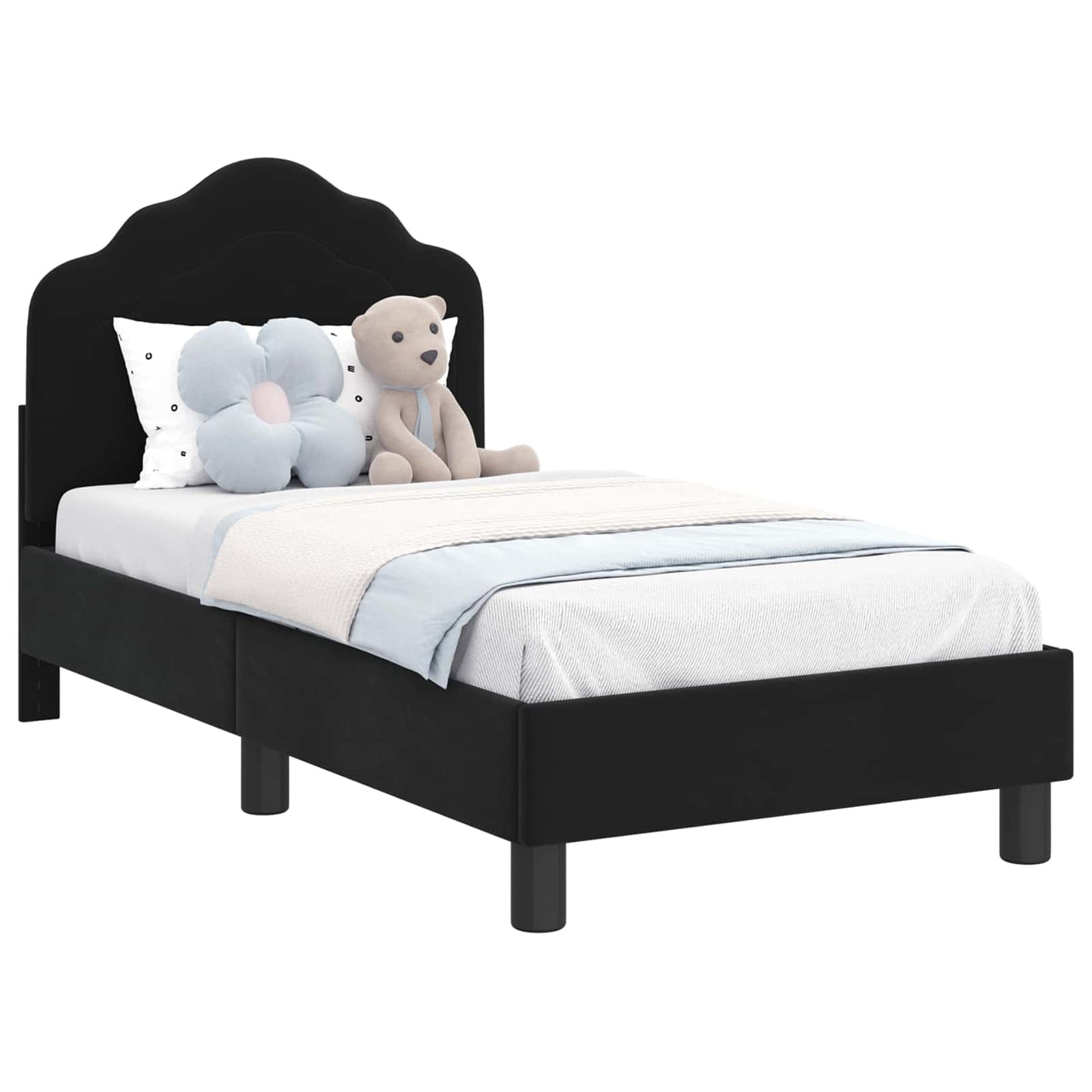 Peuterbedframe met hoofdbord Zwart 70 x 140 cm Fluweel is nu te koop bij PeponiXL, paradijselijk wonen!