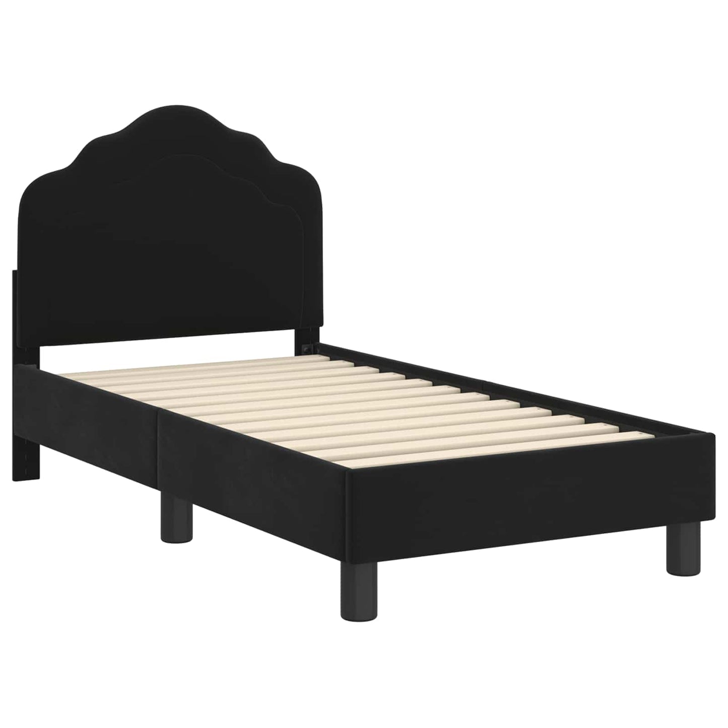 Peuterbedframe met hoofdbord Zwart 70 x 140 cm Fluweel is nu te koop bij PeponiXL, paradijselijk wonen!