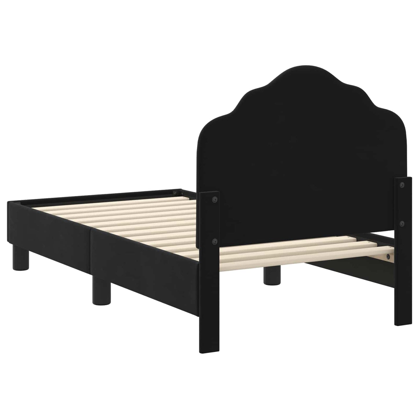 Peuterbedframe met hoofdbord Zwart 70 x 140 cm Fluweel is nu te koop bij PeponiXL, paradijselijk wonen!