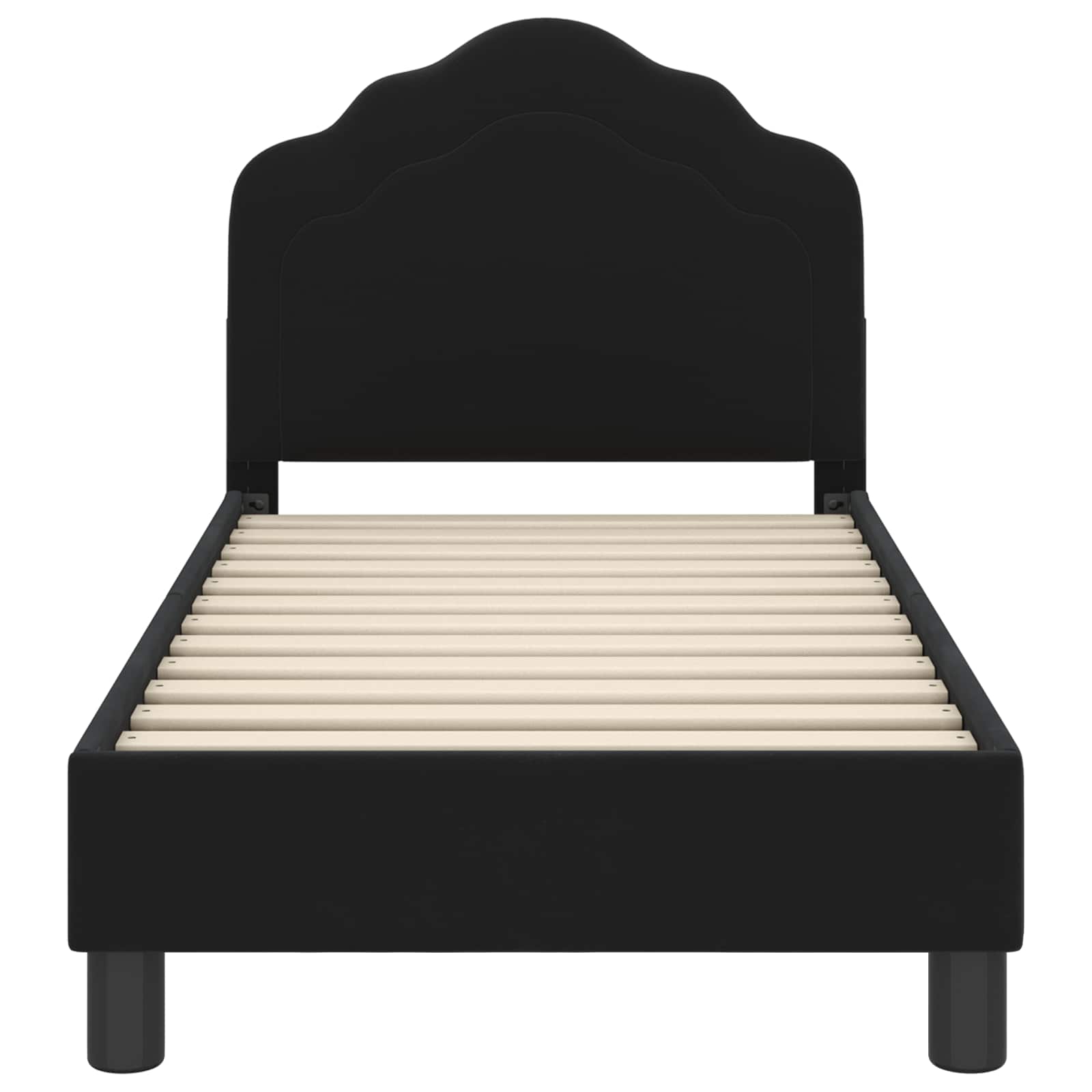 Peuterbedframe met hoofdbord Zwart 70 x 140 cm Fluweel is nu te koop bij PeponiXL, paradijselijk wonen!
