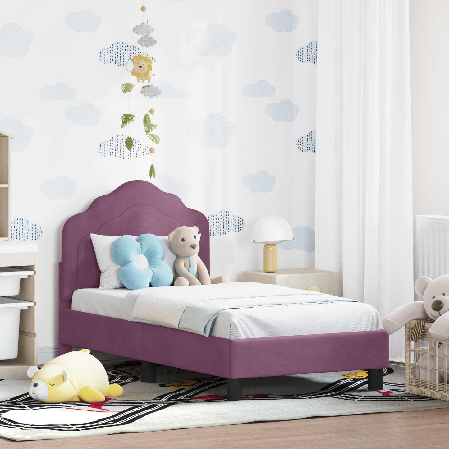 Peuterbedframe met hoofdbord Paars 70 x 140 cm Fluweel is nu te koop bij PeponiXL, paradijselijk wonen!
