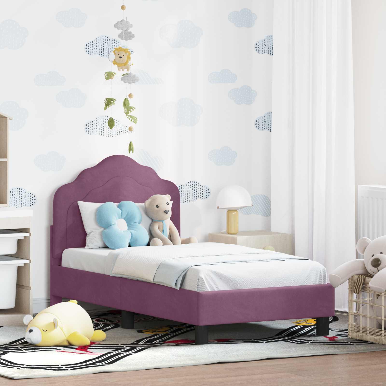 Peuterbedframe met hoofdbord Paars 70 x 140 cm Fluweel is nu te koop bij PeponiXL, paradijselijk wonen!