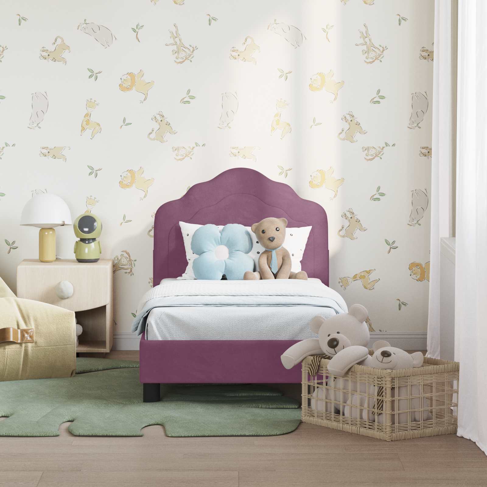 Peuterbedframe met hoofdbord Paars 70 x 140 cm Fluweel is nu te koop bij PeponiXL, paradijselijk wonen!