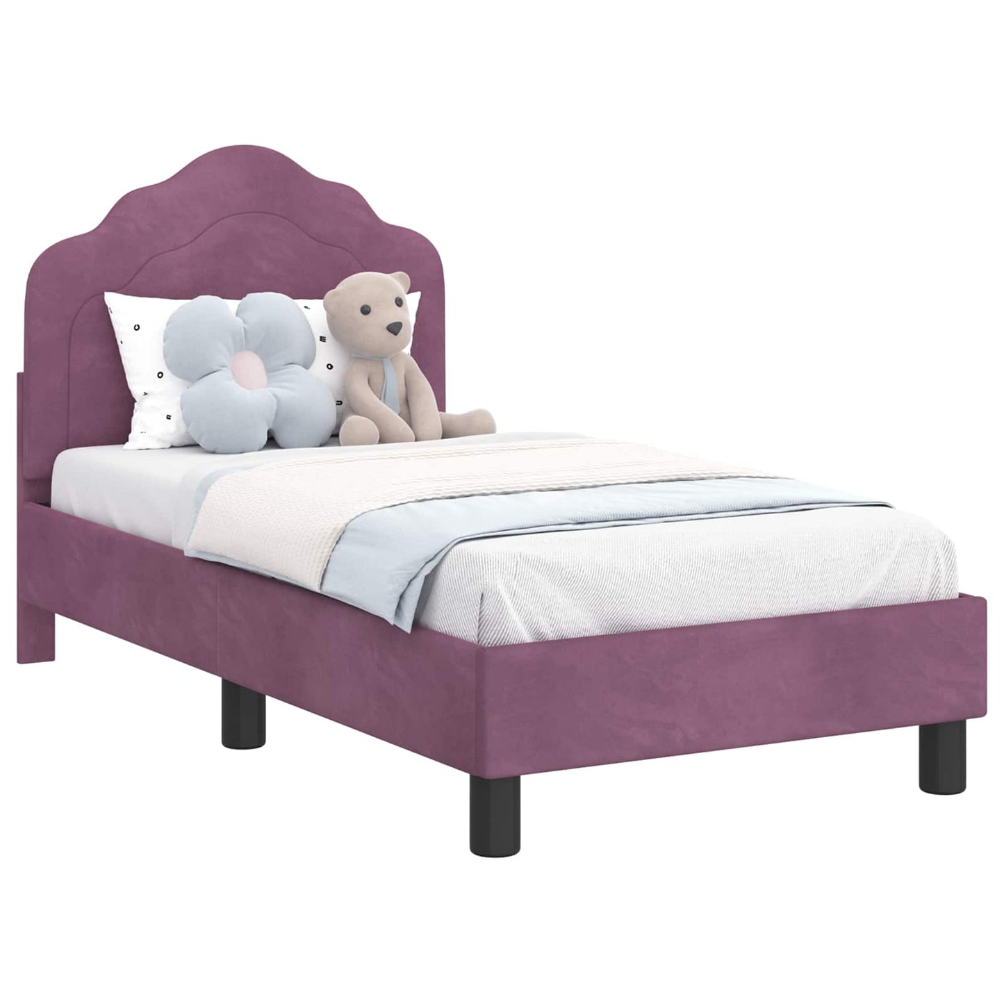 Peuterbedframe met hoofdbord Paars 70 x 140 cm Fluweel is nu te koop bij PeponiXL, paradijselijk wonen!