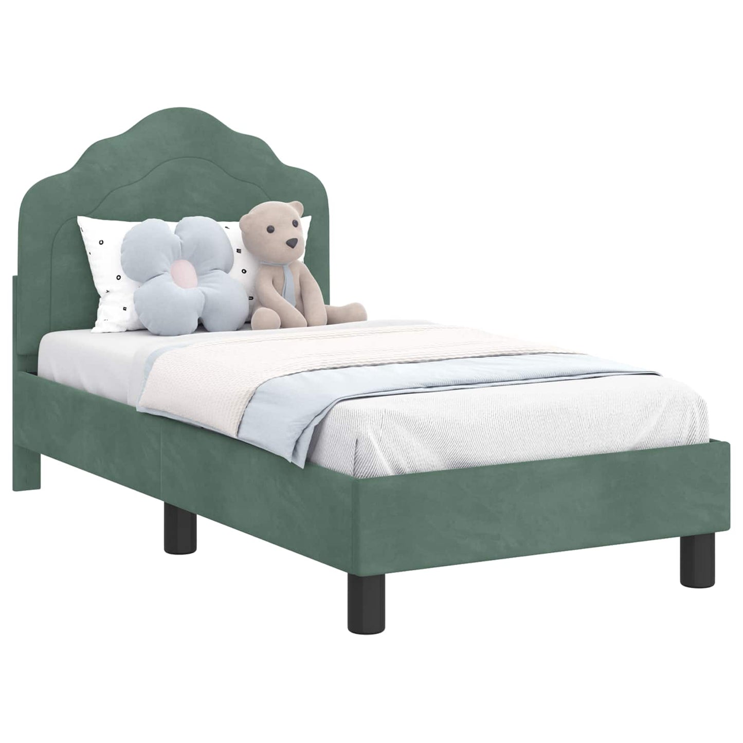 Peuterbedframe met hoofdbord Zeegroen 70 x 140 cm Fluweel is nu te koop bij PeponiXL, paradijselijk wonen!