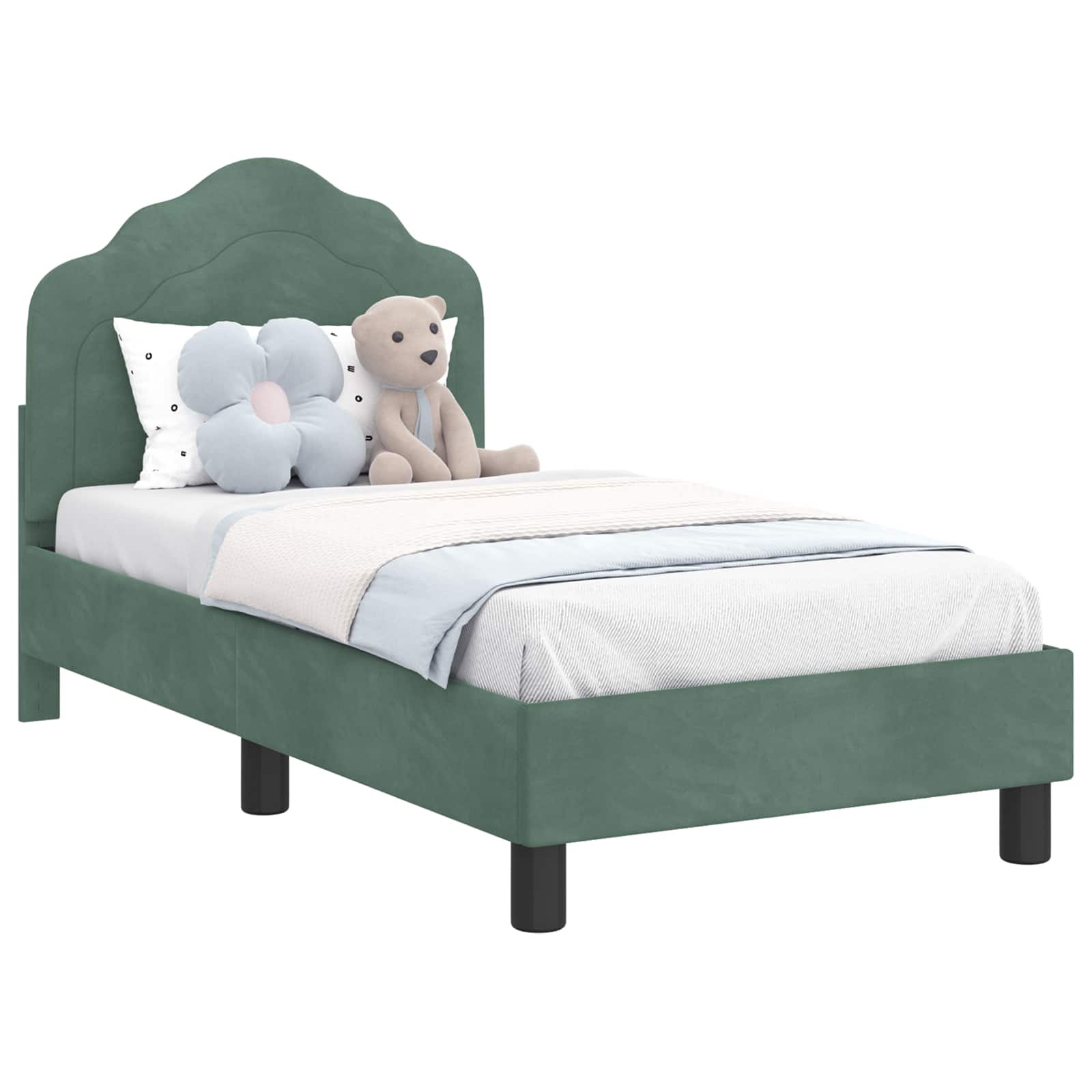 Peuterbedframe met hoofdbord Zeegroen 70 x 140 cm Fluweel is nu te koop bij PeponiXL, paradijselijk wonen!