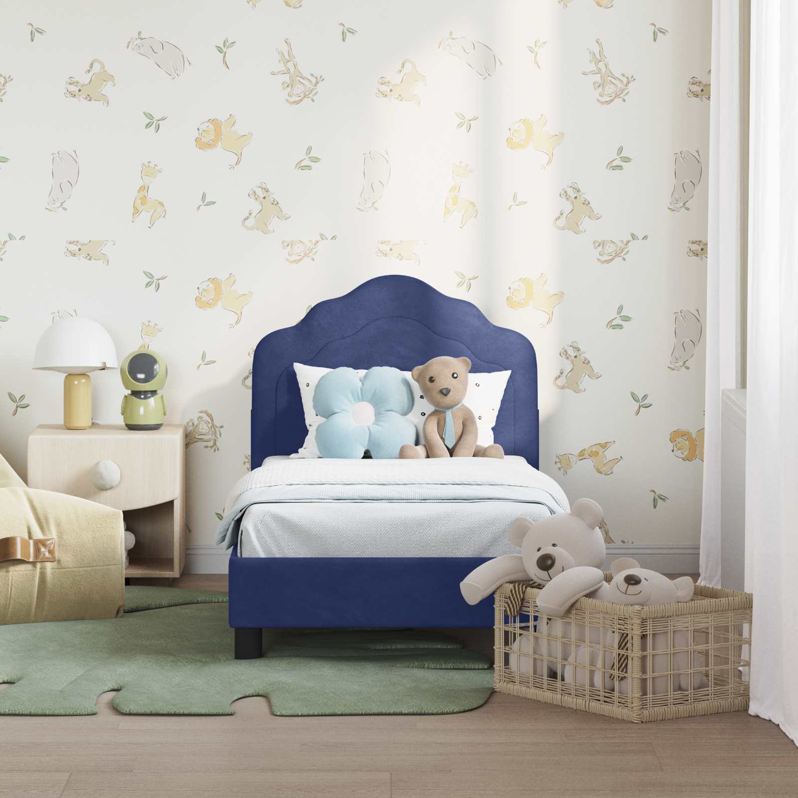Peuterbedframe met hoofdbord Politieblauw 70 x 140 cm Fluweel is nu te koop bij PeponiXL, paradijselijk wonen!