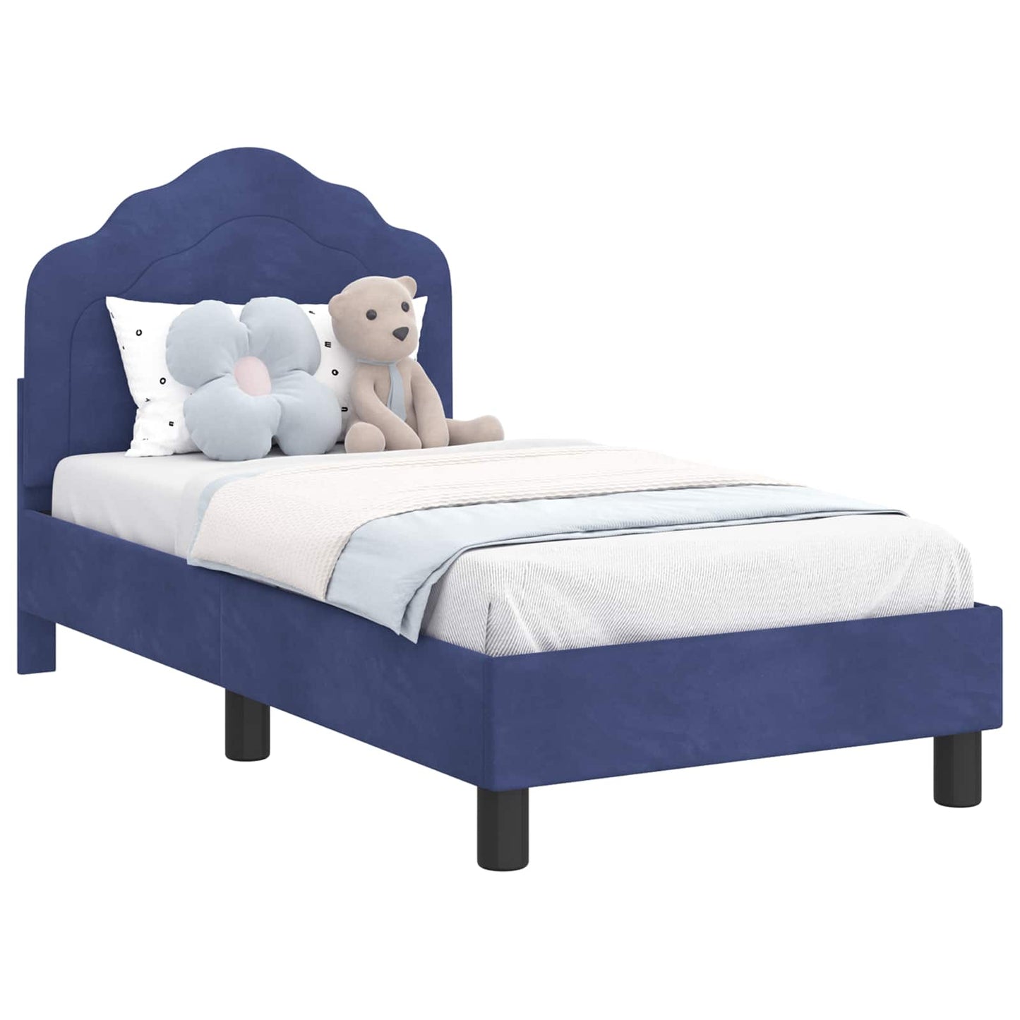 Peuterbedframe met hoofdbord Politieblauw 70 x 140 cm Fluweel is nu te koop bij PeponiXL, paradijselijk wonen!