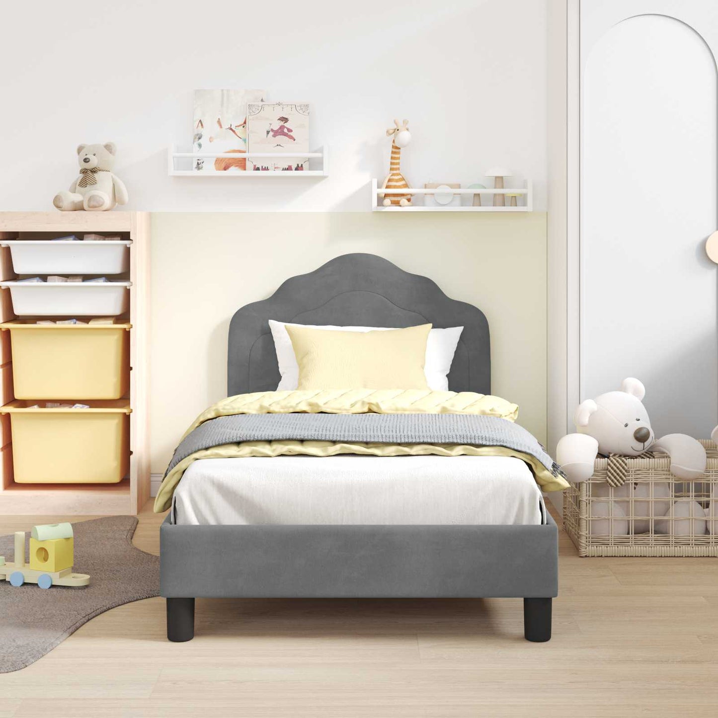 Bedframe voor kinderen met hoofdbord Donkergrijs 80 x 160 cm is nu te koop bij PeponiXL, paradijselijk wonen!