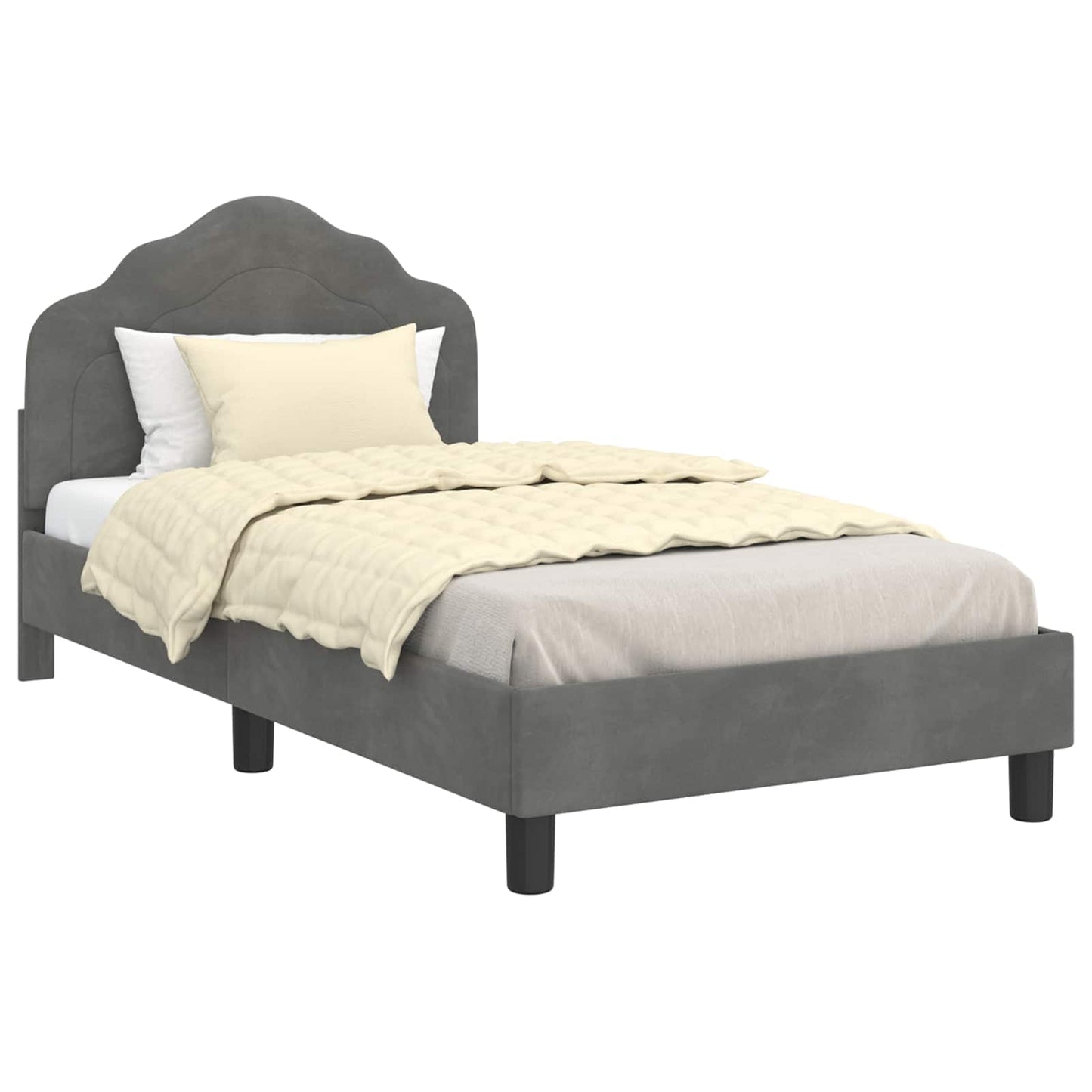 Bedframe voor kinderen met hoofdbord Donkergrijs 80 x 160 cm is nu te koop bij PeponiXL, paradijselijk wonen!