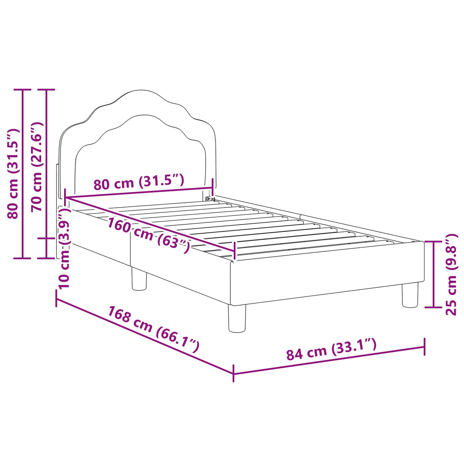 Bedframe voor kinderen met hoofdbord Donkergrijs 80 x 160 cm is nu te koop bij PeponiXL, paradijselijk wonen!