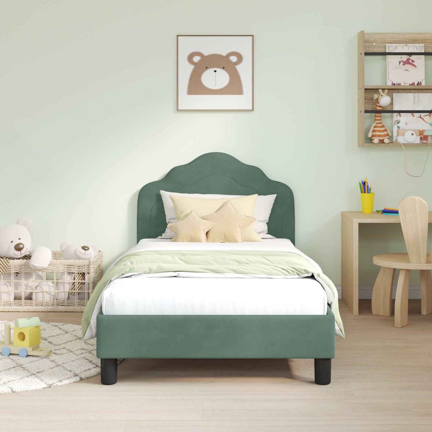Bedframe voor kinderen met hoofdbord Zeegroen 80 x 160 cm is nu te koop bij PeponiXL, paradijselijk wonen!