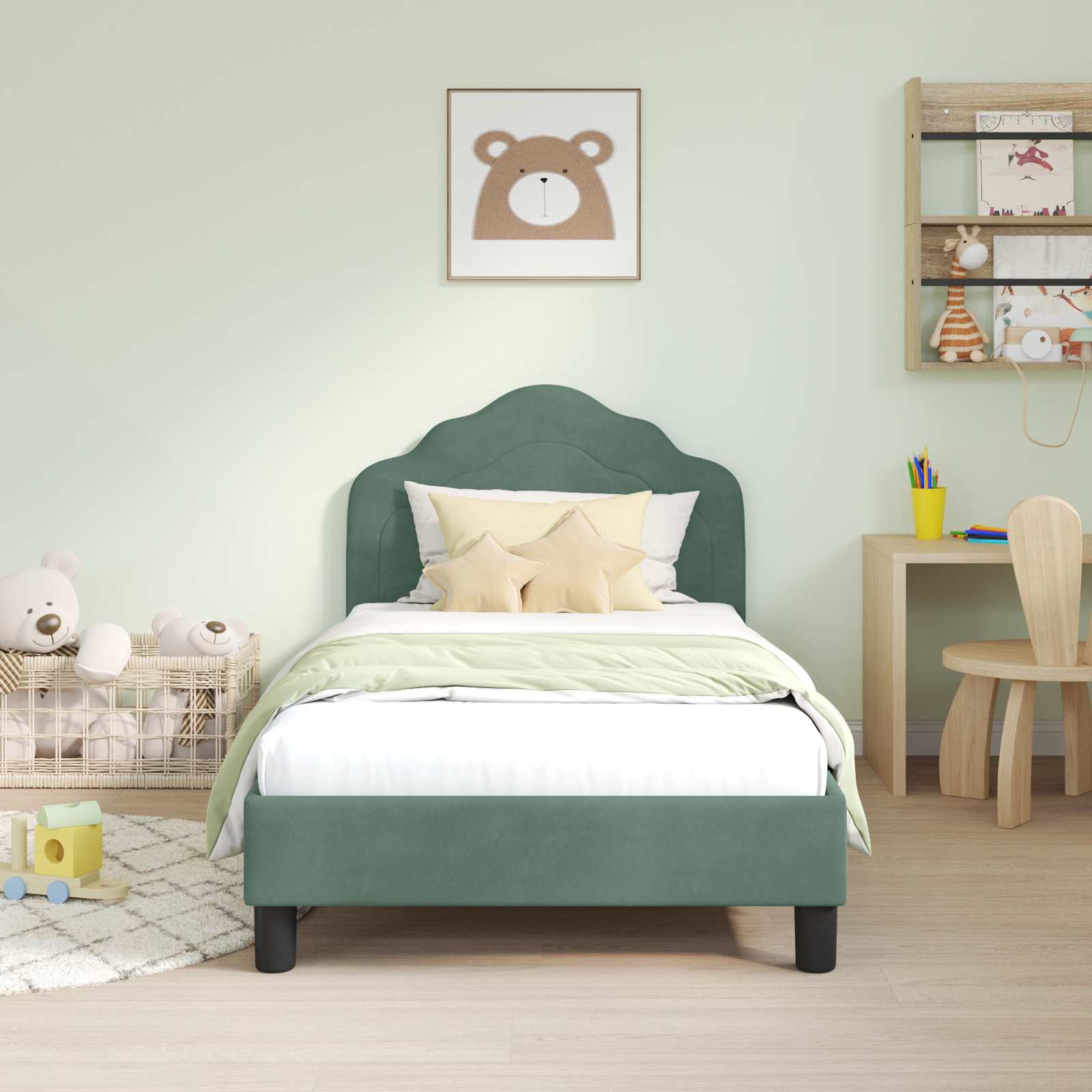 Bedframe voor kinderen met hoofdbord Zeegroen 80 x 160 cm is nu te koop bij PeponiXL, paradijselijk wonen!