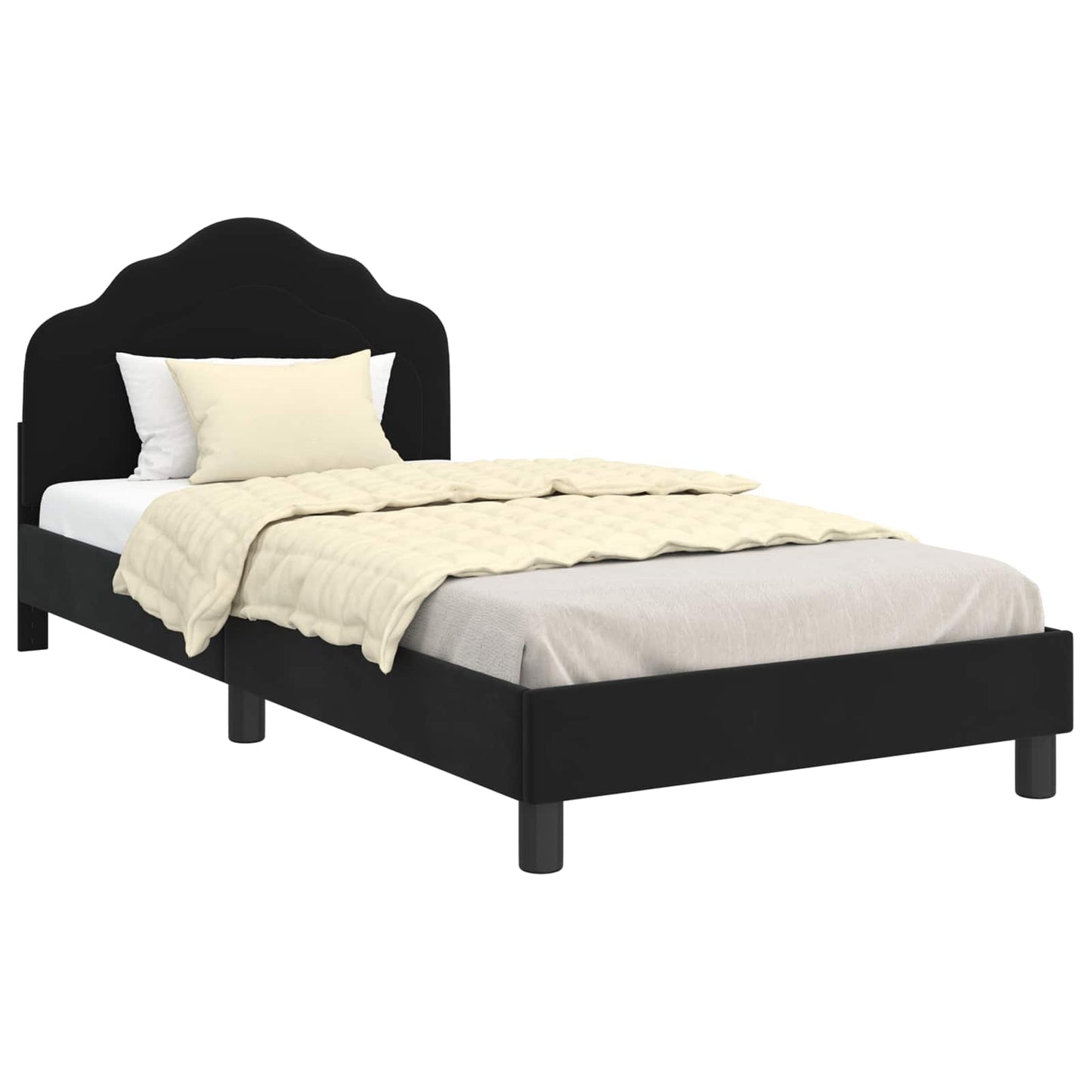 Bedframe voor kinderen met hoofdbord Zwart 80 x 200 cm Fluweel is nu te koop bij PeponiXL, paradijselijk wonen!