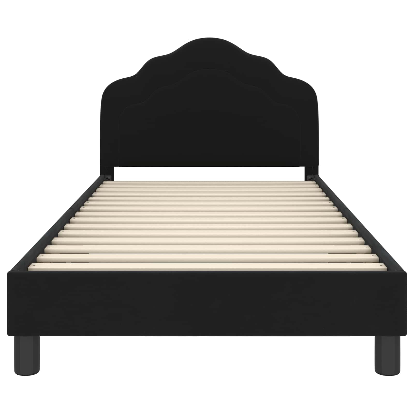 Bedframe voor kinderen met hoofdbord Zwart 80 x 200 cm Fluweel is nu te koop bij PeponiXL, paradijselijk wonen!