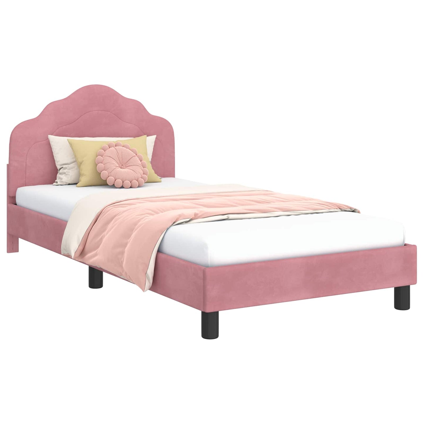 Bedframe voor kinderen met hoofdbord Roze 80 x 200 cm Fluweel is nu te koop bij PeponiXL, paradijselijk wonen!