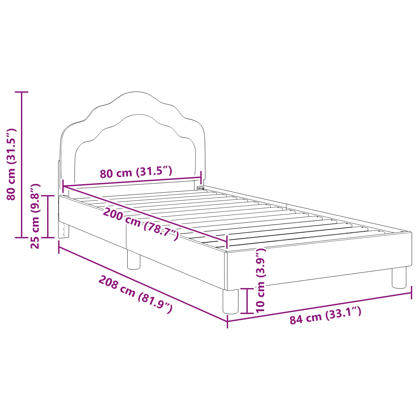 Bedframe voor kinderen met hoofdbord Roze 80 x 200 cm Fluweel is nu te koop bij PeponiXL, paradijselijk wonen!