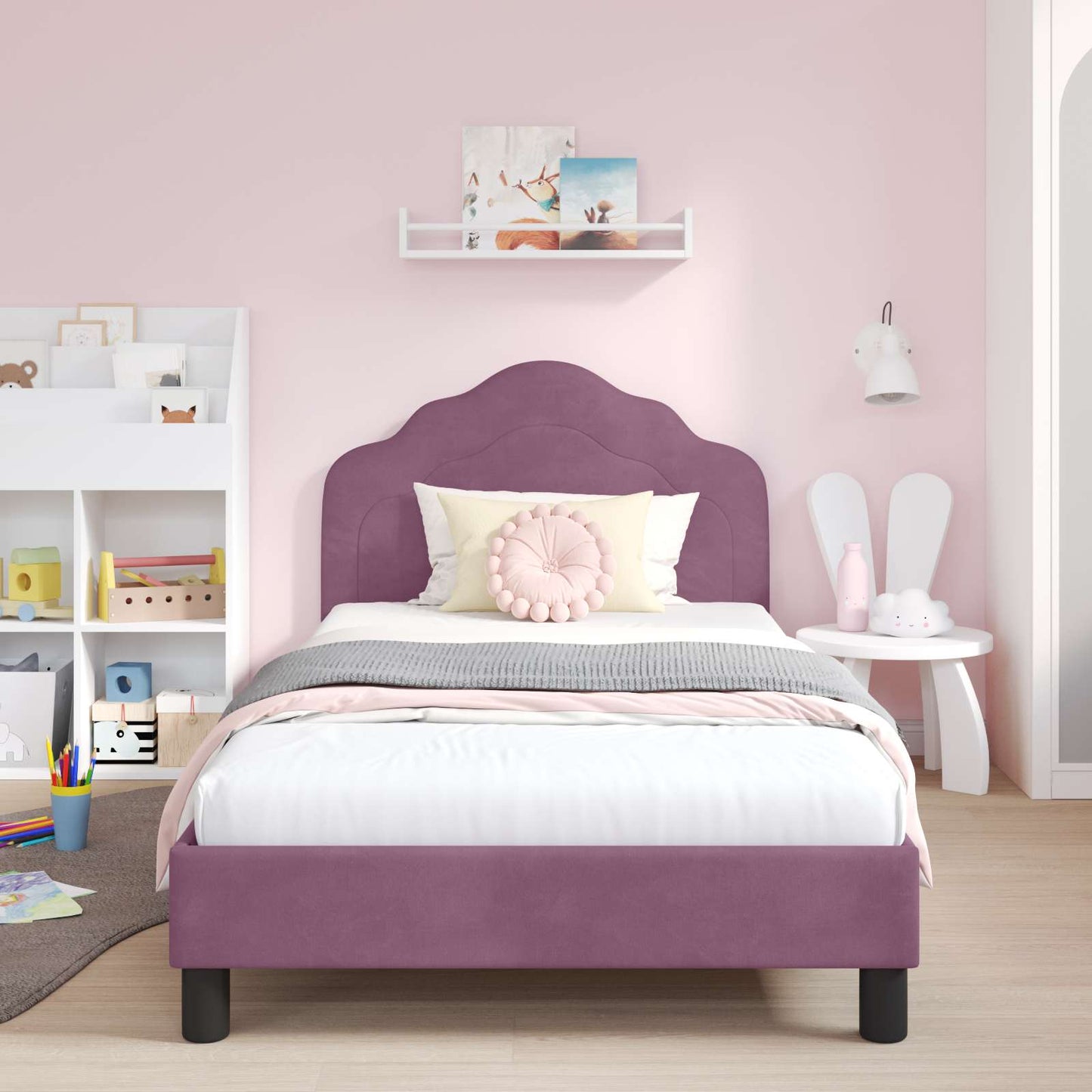 Bedframe voor kinderen met hoofdbord Paars 80 x 200 cm Fluweel is nu te koop bij PeponiXL, paradijselijk wonen!