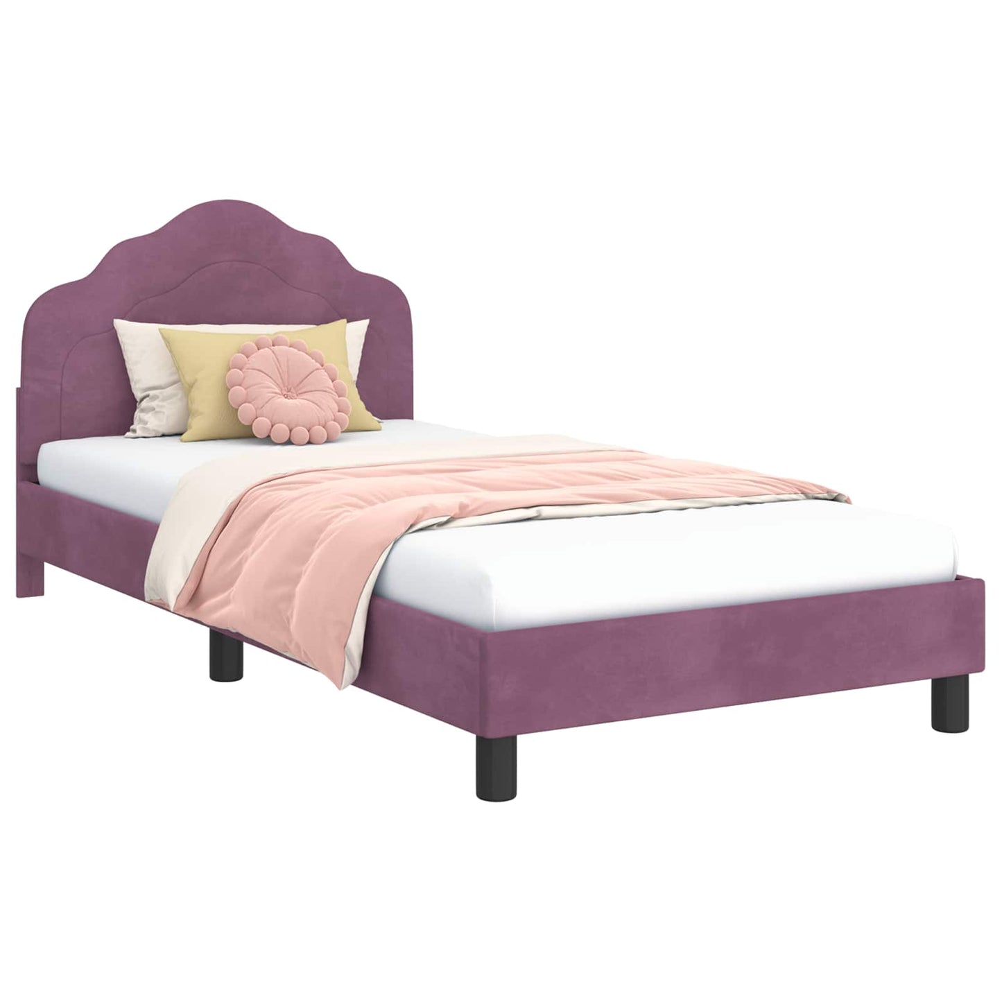 Bedframe voor kinderen met hoofdbord Paars 80 x 200 cm Fluweel is nu te koop bij PeponiXL, paradijselijk wonen!