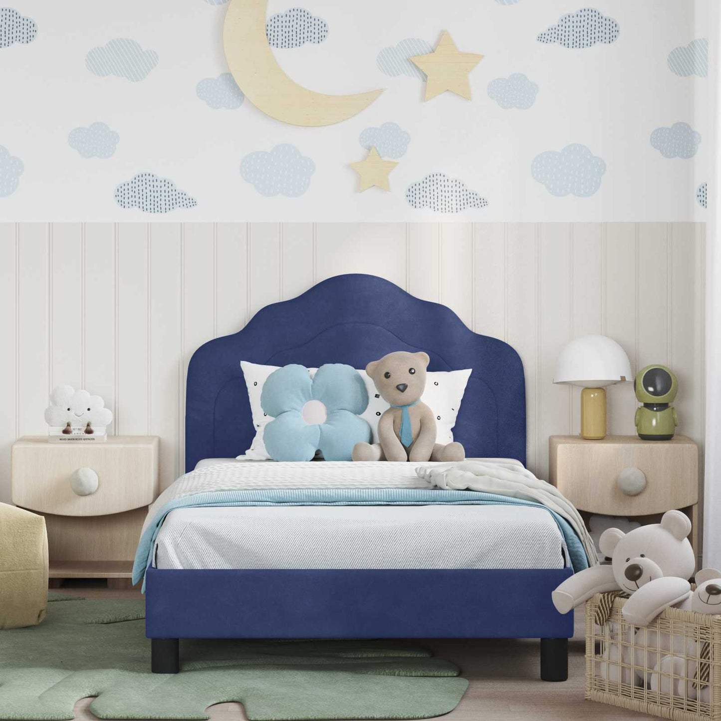 Bedframe voor kinderen met hoofdbord Politieblauw 80 x 200 cm is nu te koop bij PeponiXL, paradijselijk wonen!