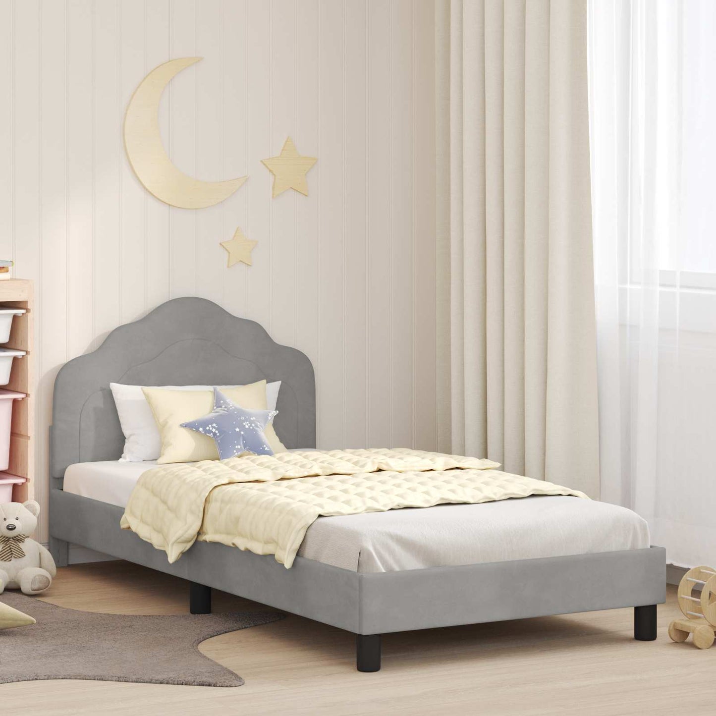 Bedframe voor kinderen met hoofdbord Lichtgrijs 90 x 190 cm is nu te koop bij PeponiXL, paradijselijk wonen!