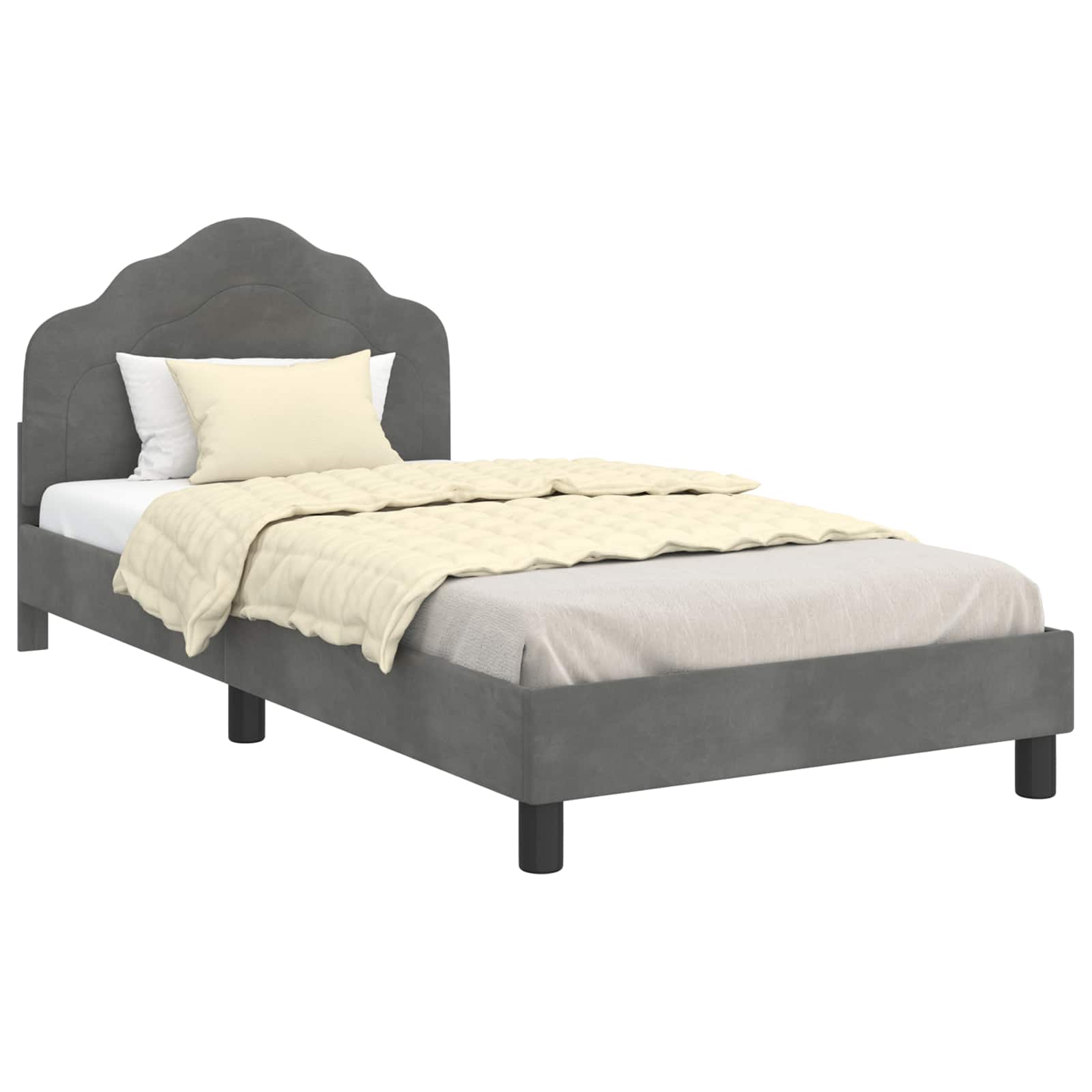 Bedframe voor kinderen met hoofdbord Donkergrijs 90 x 190 cm is nu te koop bij PeponiXL, paradijselijk wonen!
