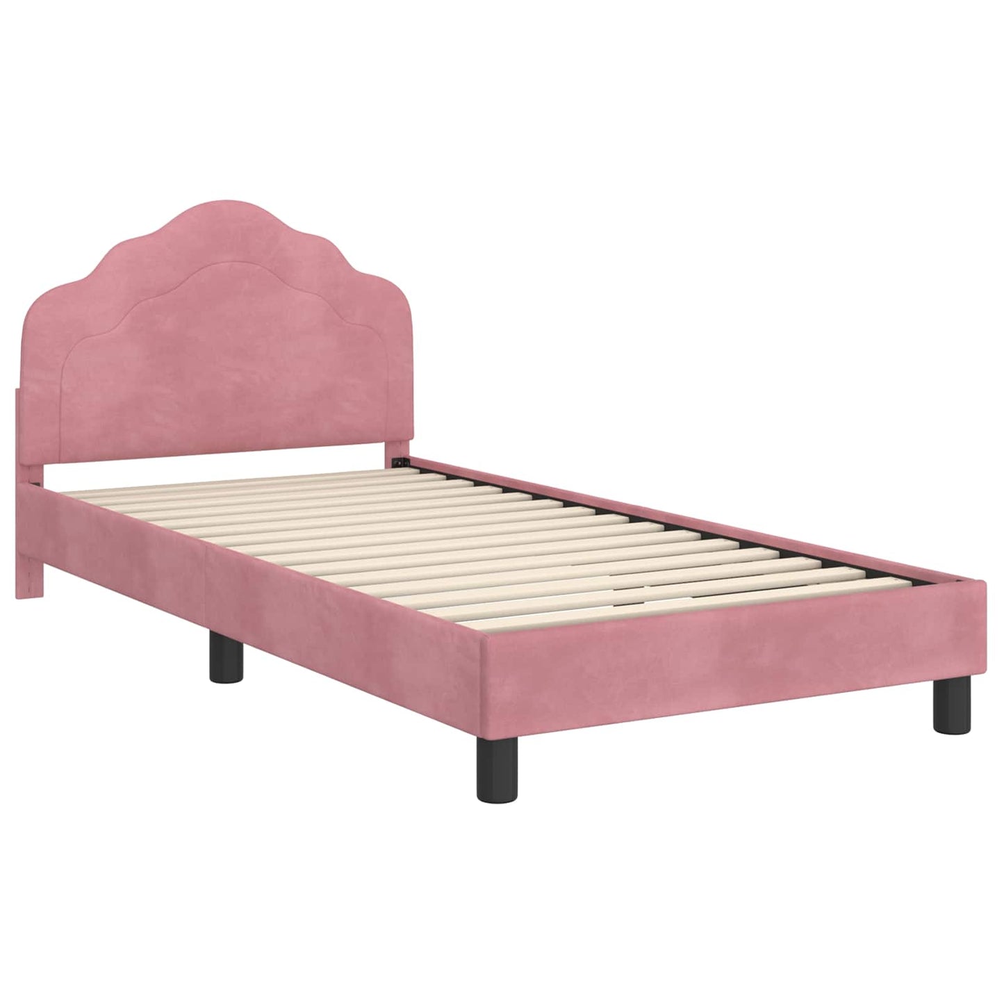 Bedframe voor kinderen met hoofdbord Roze 90 x 190 cm Fluweel is nu te koop bij PeponiXL, paradijselijk wonen!