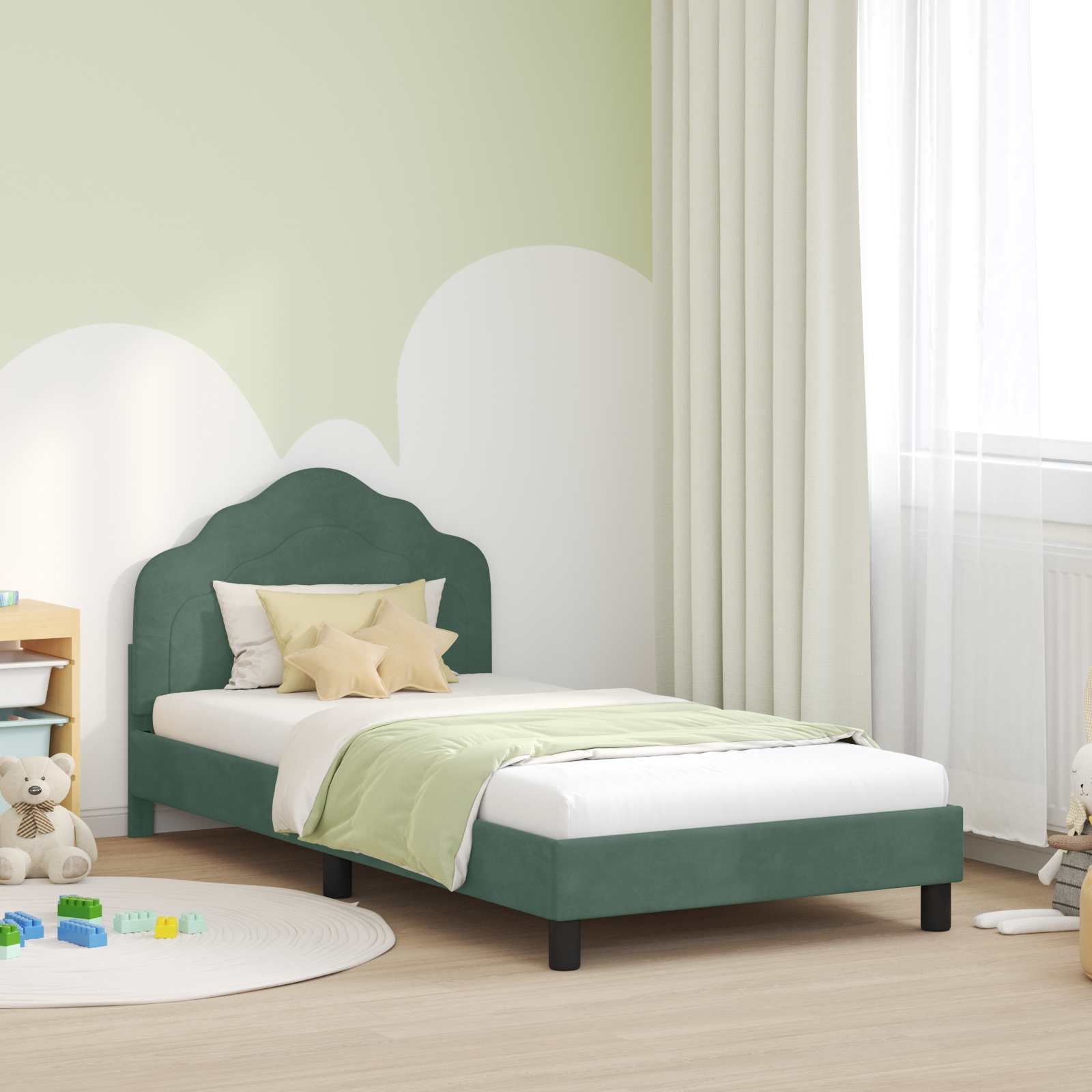Bedframe voor kinderen met hoofdbord Zeegroen 90 x 190 cm is nu te koop bij PeponiXL, paradijselijk wonen!