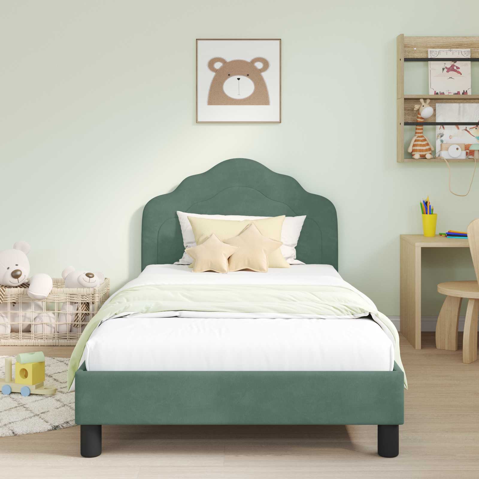 Bedframe voor kinderen met hoofdbord Zeegroen 90 x 190 cm is nu te koop bij PeponiXL, paradijselijk wonen!